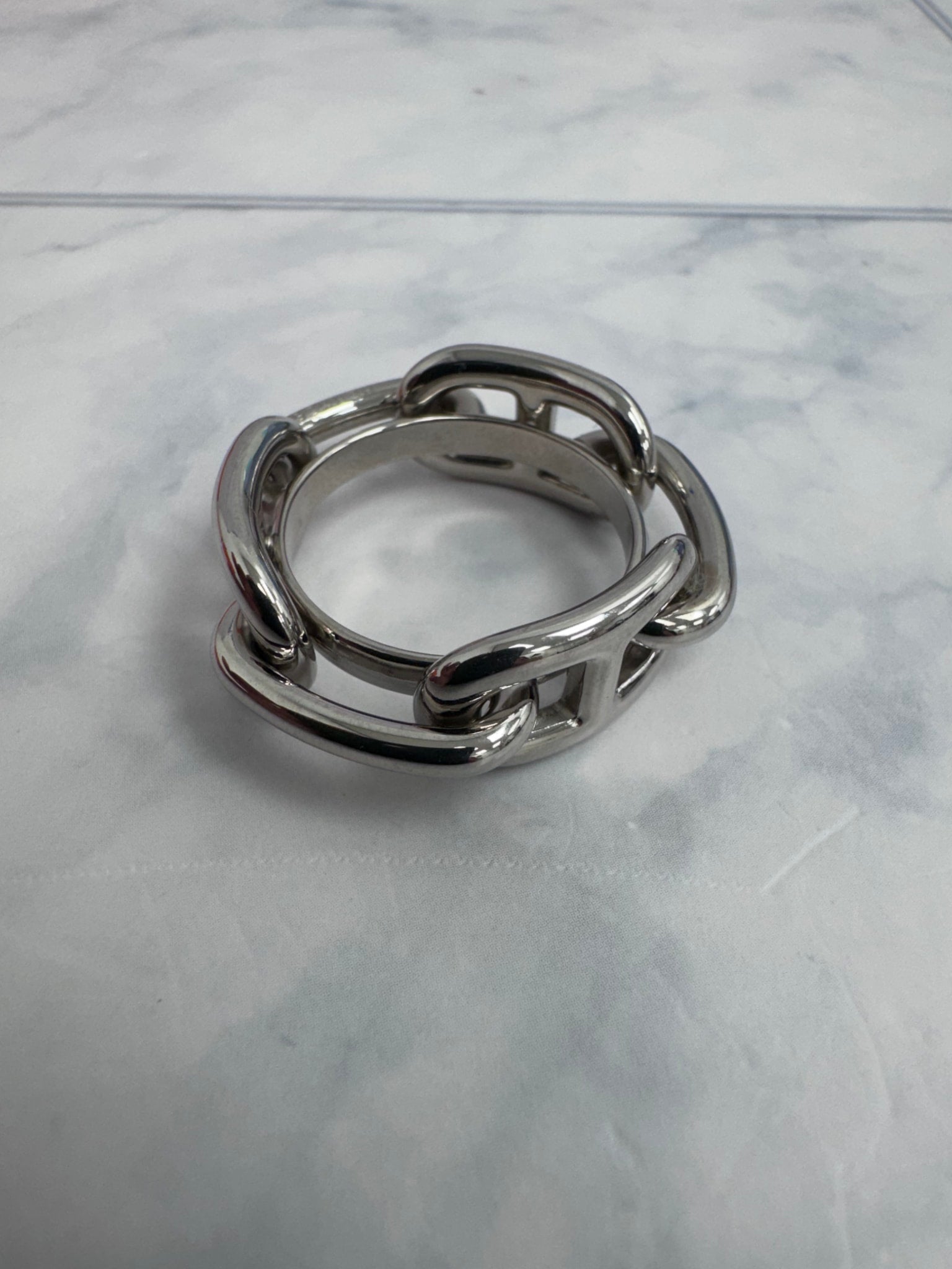 Hermes Silver Tone Regate Scarf Ring