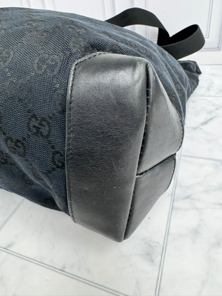 Gucci Navy GG Monogram Canvas And Leather Tote Bag