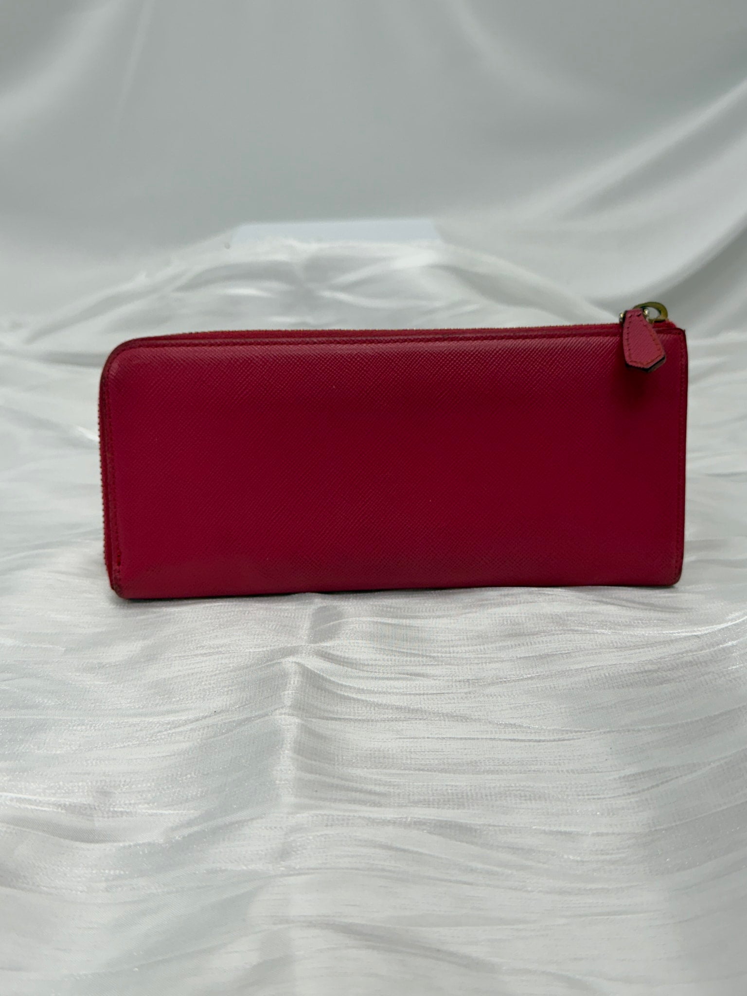 Prada Pink Saffiano Leather Zippy Wallet