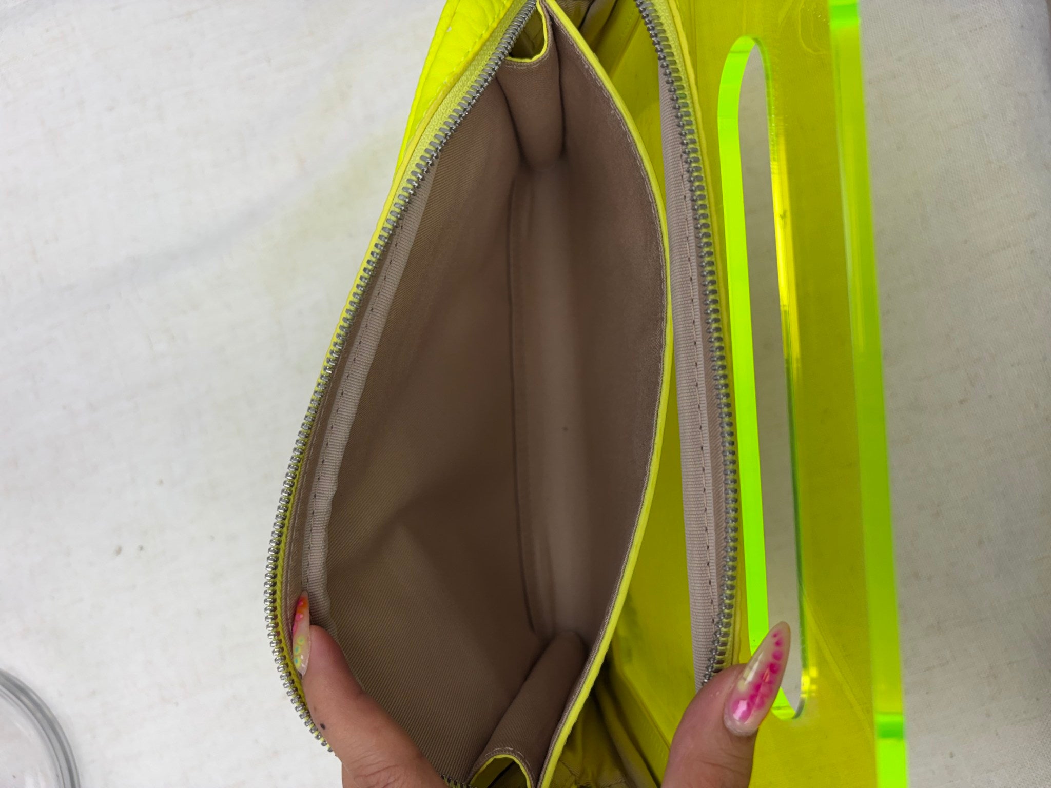 MCM Neon Yellow Leather & Acrylic Phenomenon Clutch