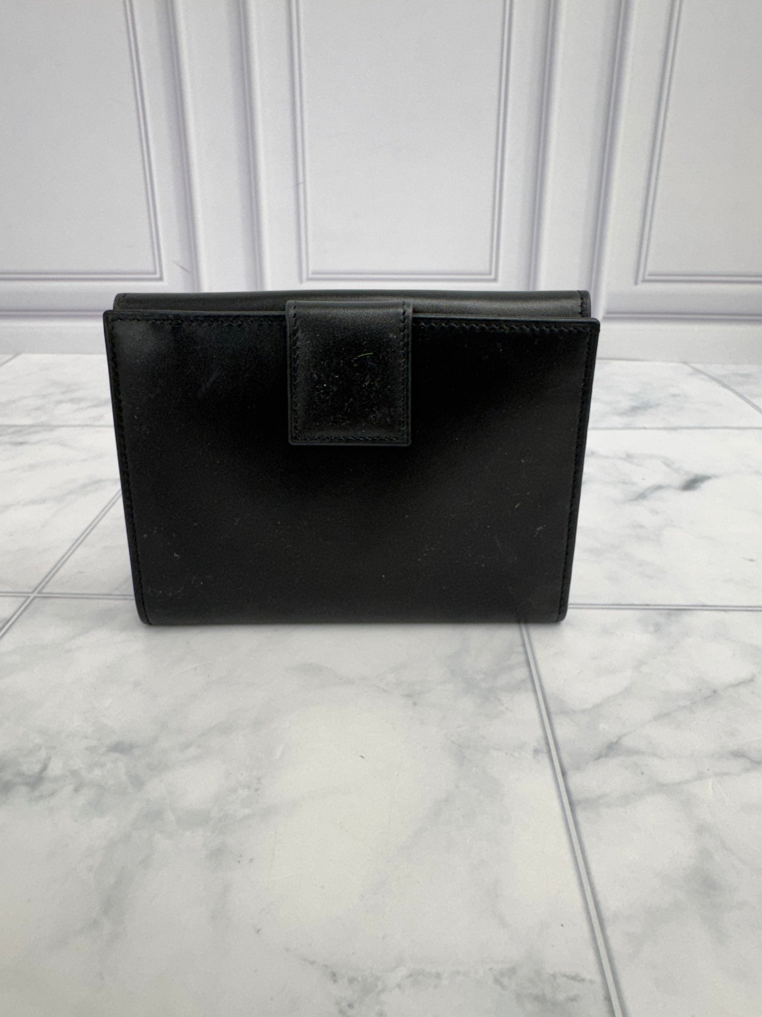 Prada Black Leather Compact Wallet