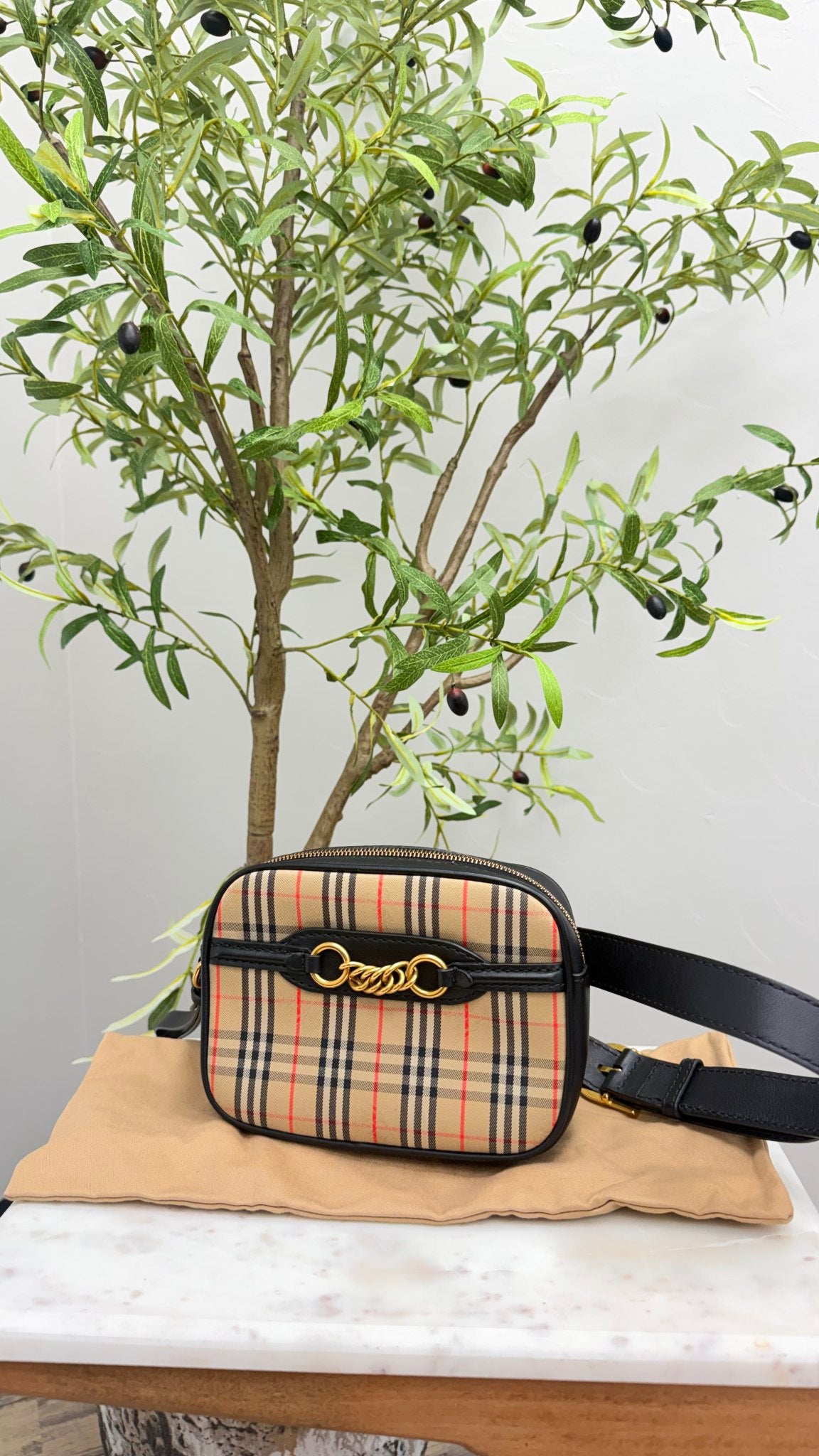 BRAND NEW - Burberry Plaid Canvas 1983 Check Link Belt Bag