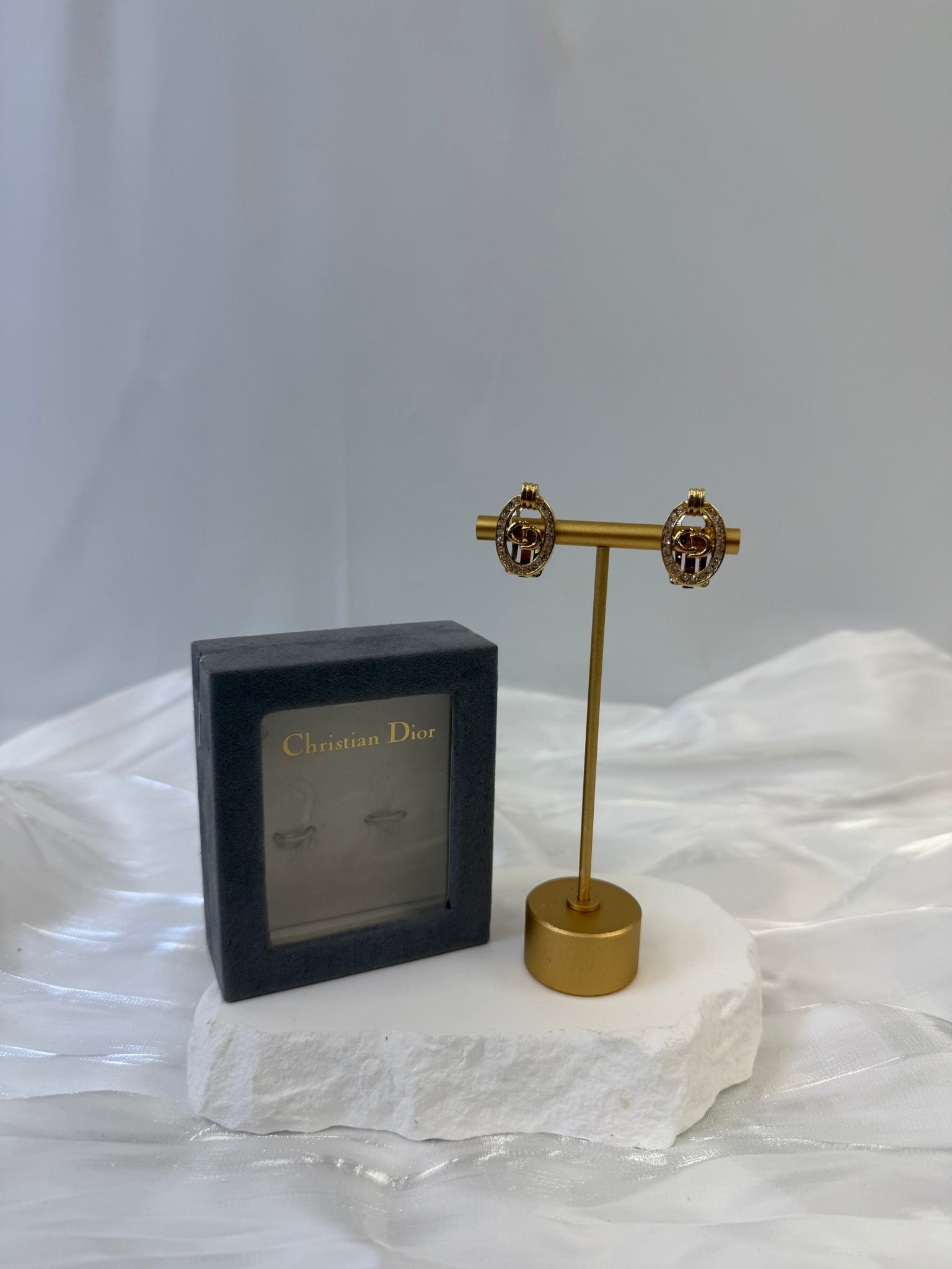 Christian Dior Gold CD Clip On Earrings