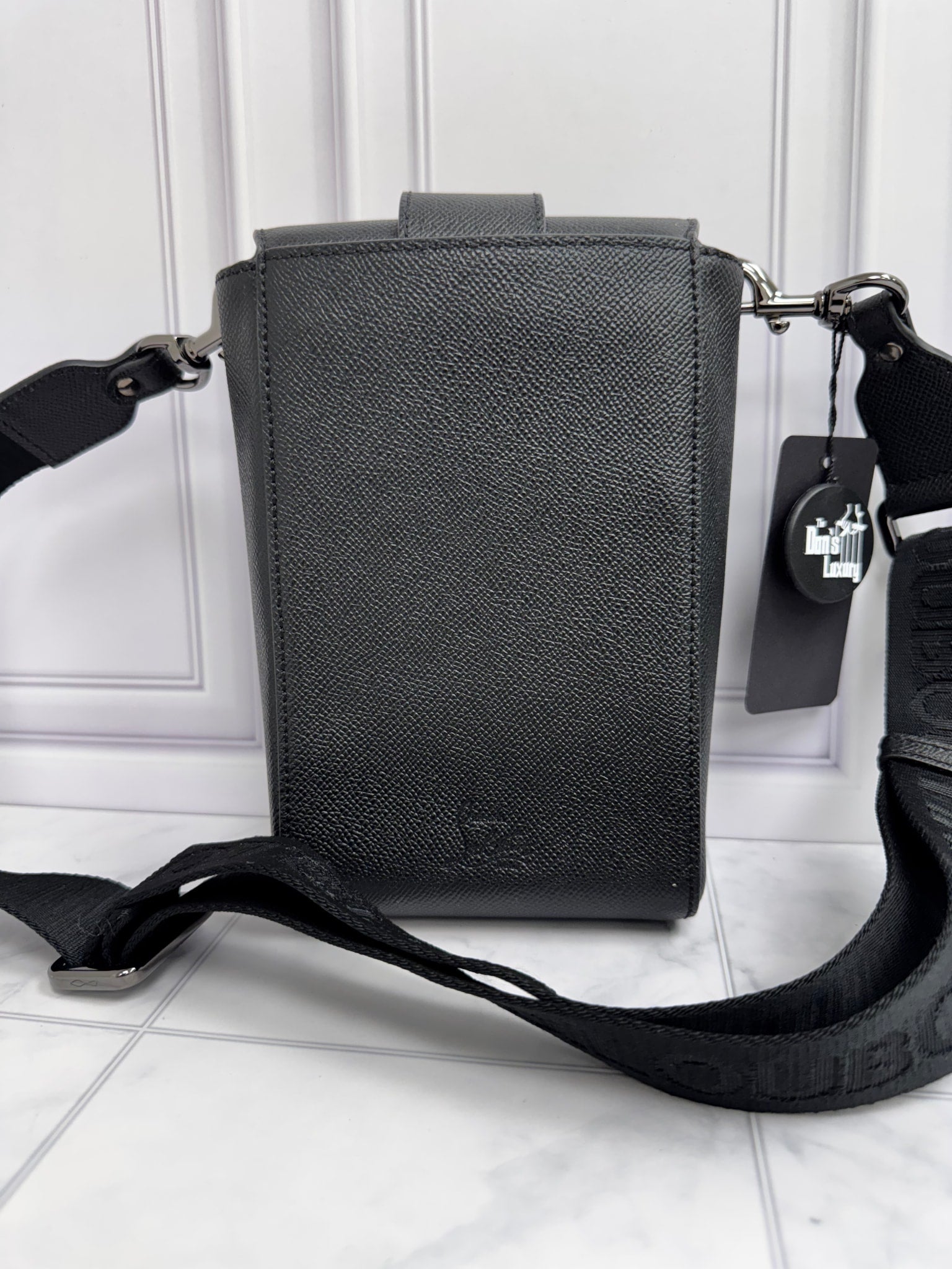Christian Louboutin Black Grained Leather Crossbody Bag