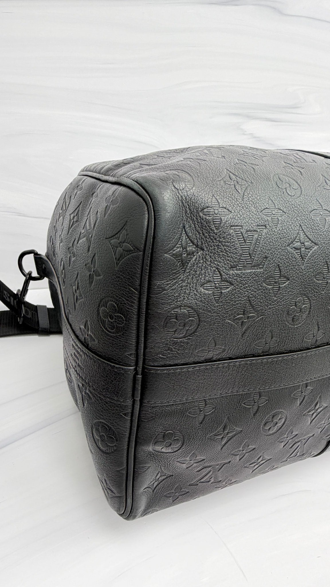 Louis Vuitton Black Monogram Shadow Keepall Bandouliere 50 Duffle Bag