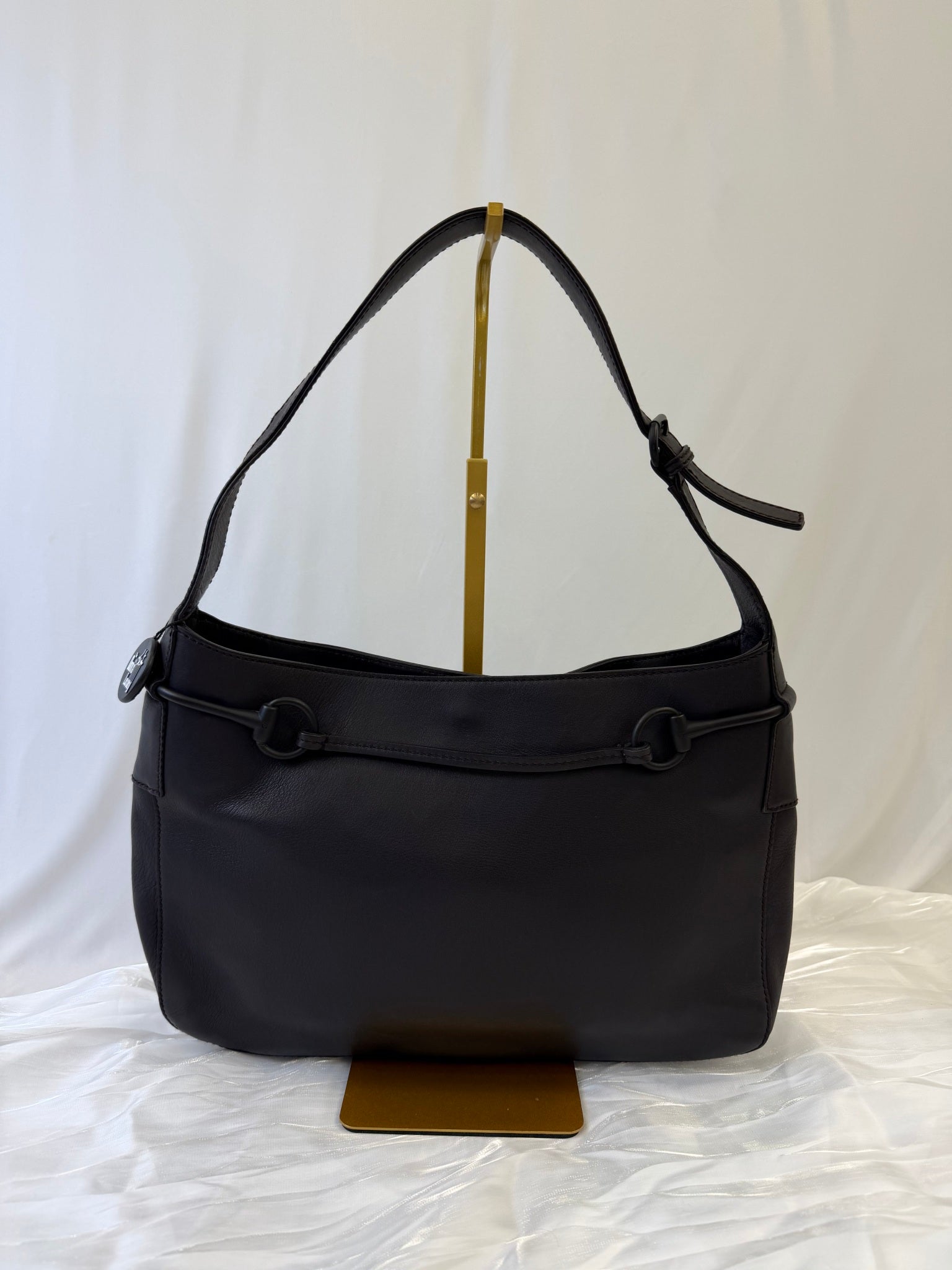 Gucci Black Leather Horsebit Shoulder Bag