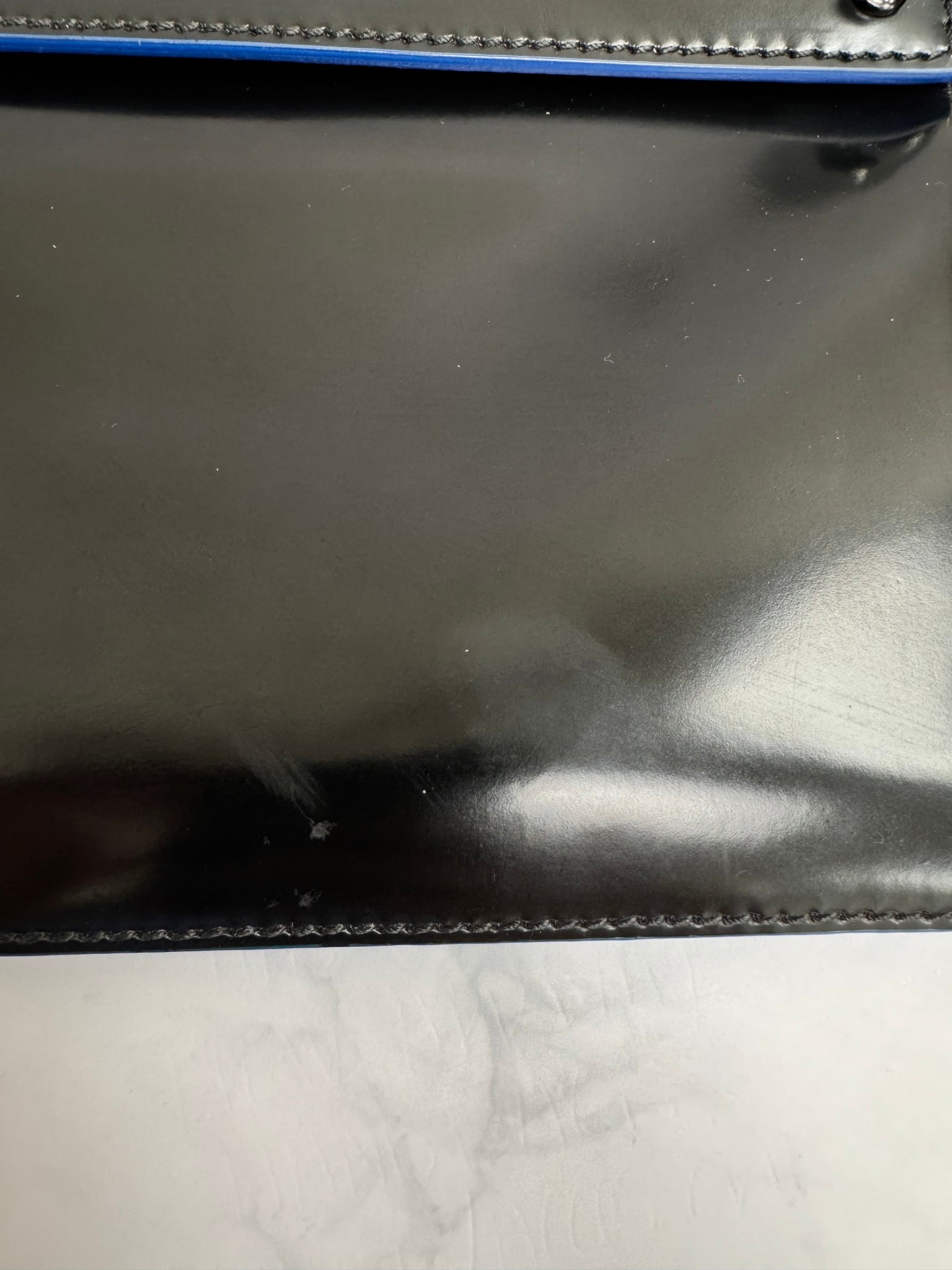 MCM Black Patent Leather Studded Large Envelope Clutch