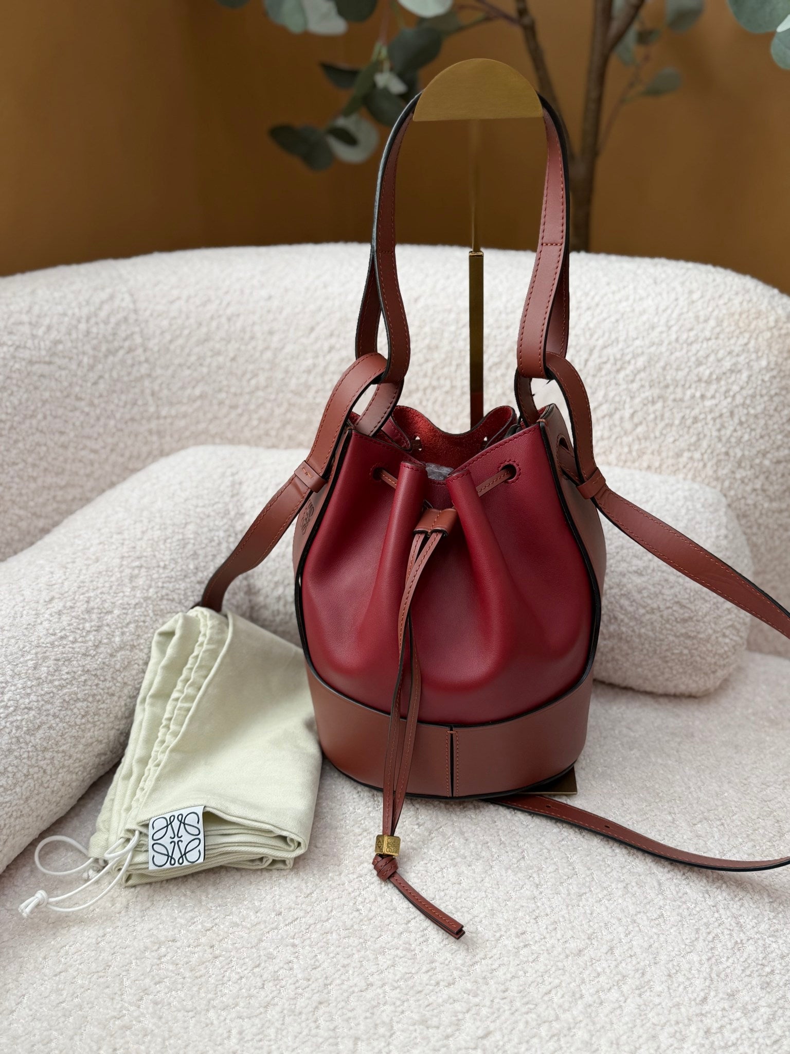 Loewe Red Leather Baloon Bucket Bag