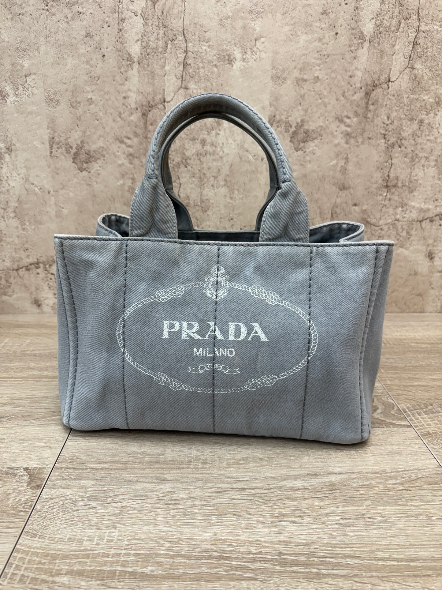 Prada Grey Canvas Medium Canapa Tote
