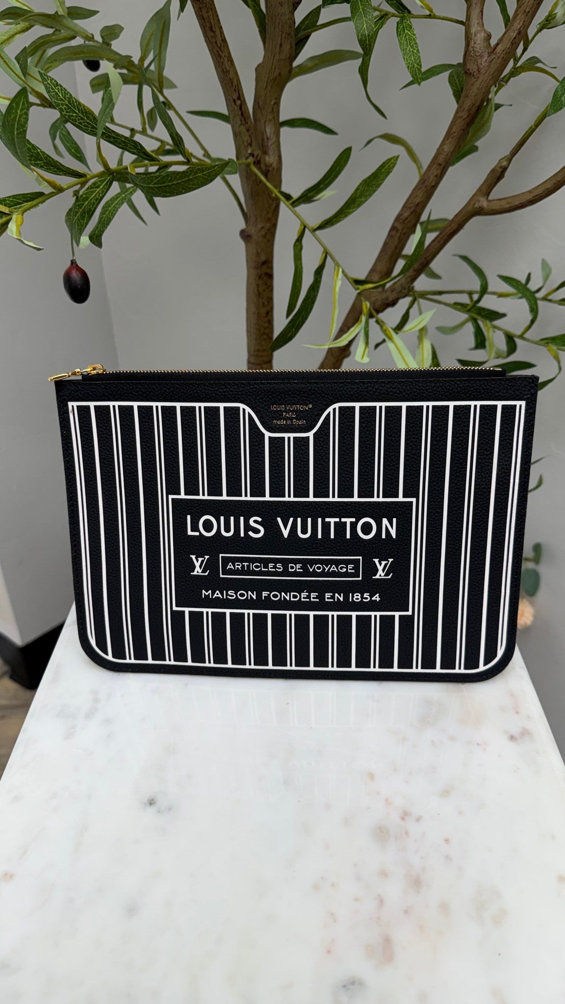 Louis Vuitton Black Calfskin Neverfull Inside Out MM Pochette