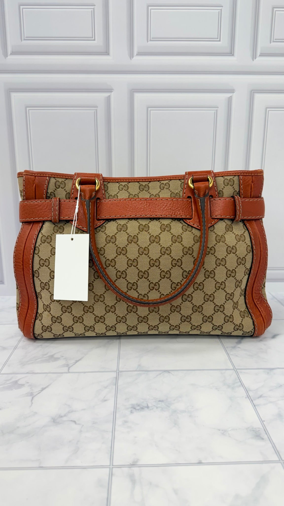 Gucci Brown Canvas GG Monogram Running Tote Bag