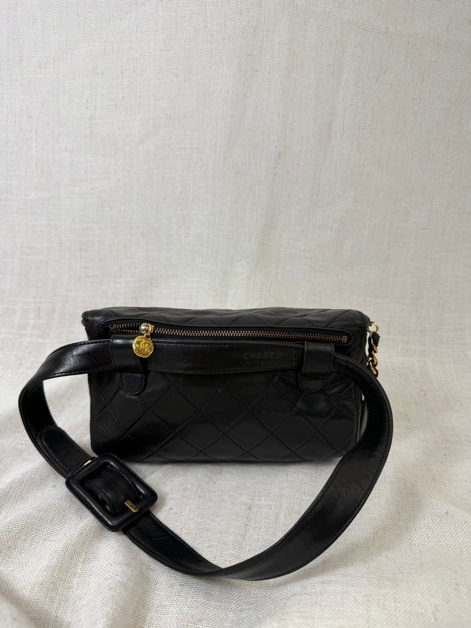Chanel Black Lambskin Leather Belt Bag
