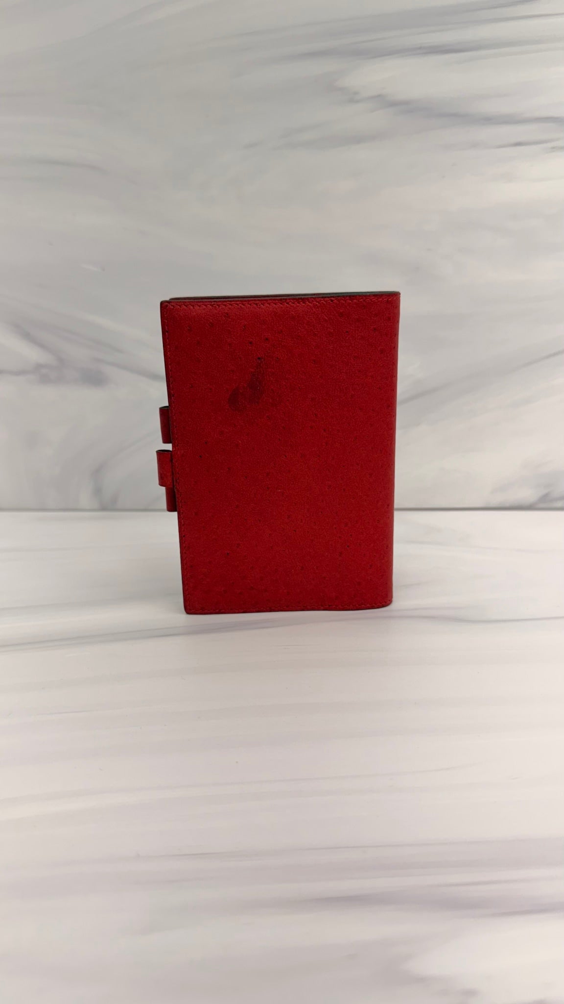 Hermes Red Ostrich Passport Agenda Cover