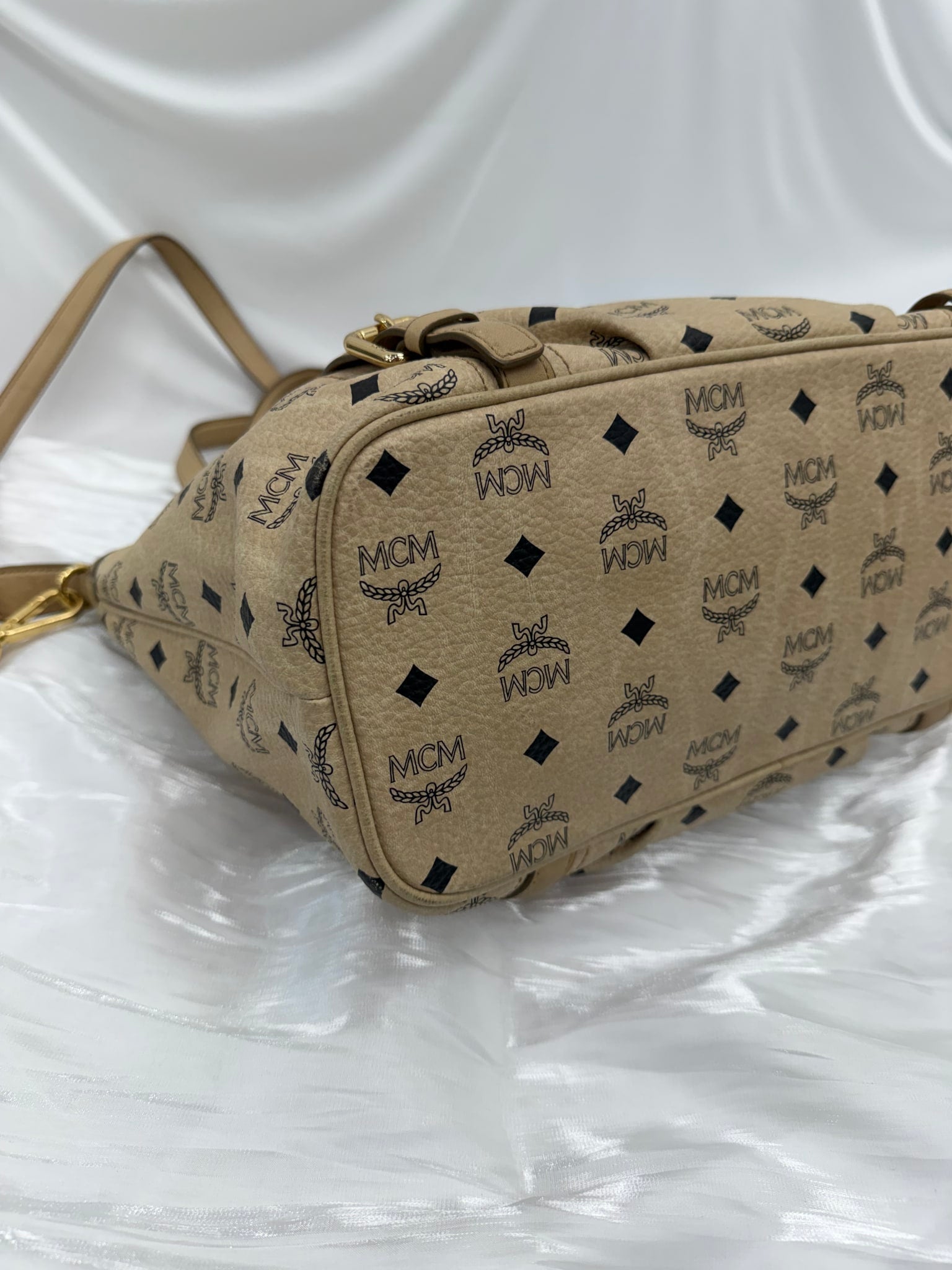 MCM Tan Visetos Coated Canvas 2Way Shopper Tote