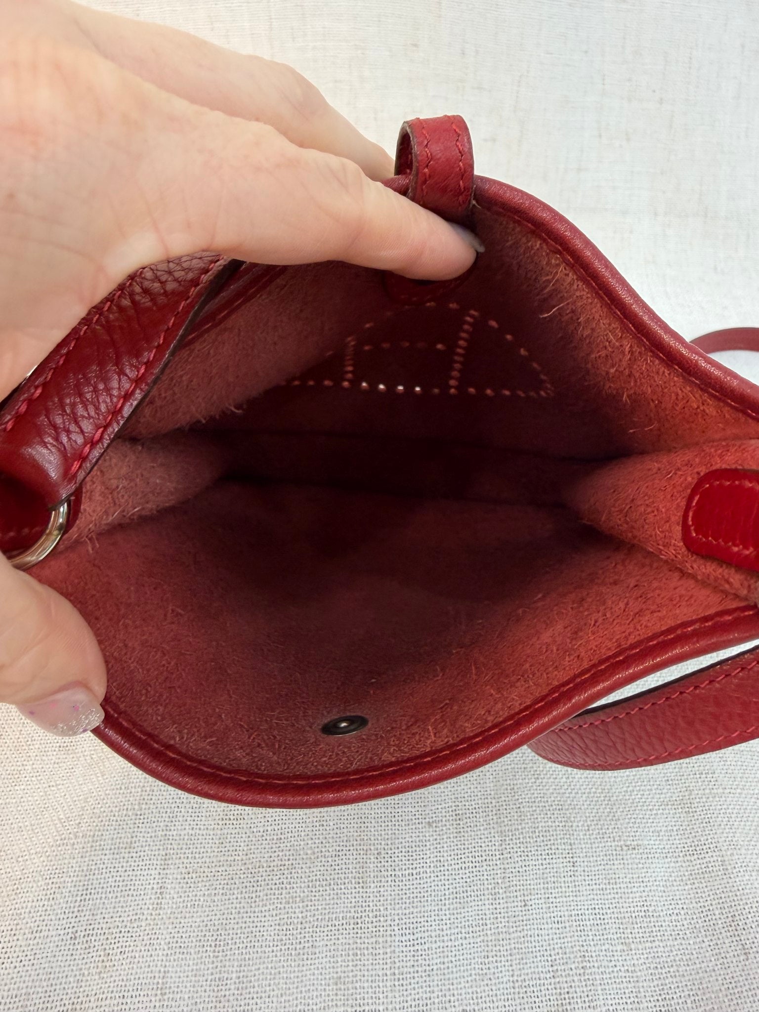Hermes Red Leather Rouge H Evelyn Mini Bag