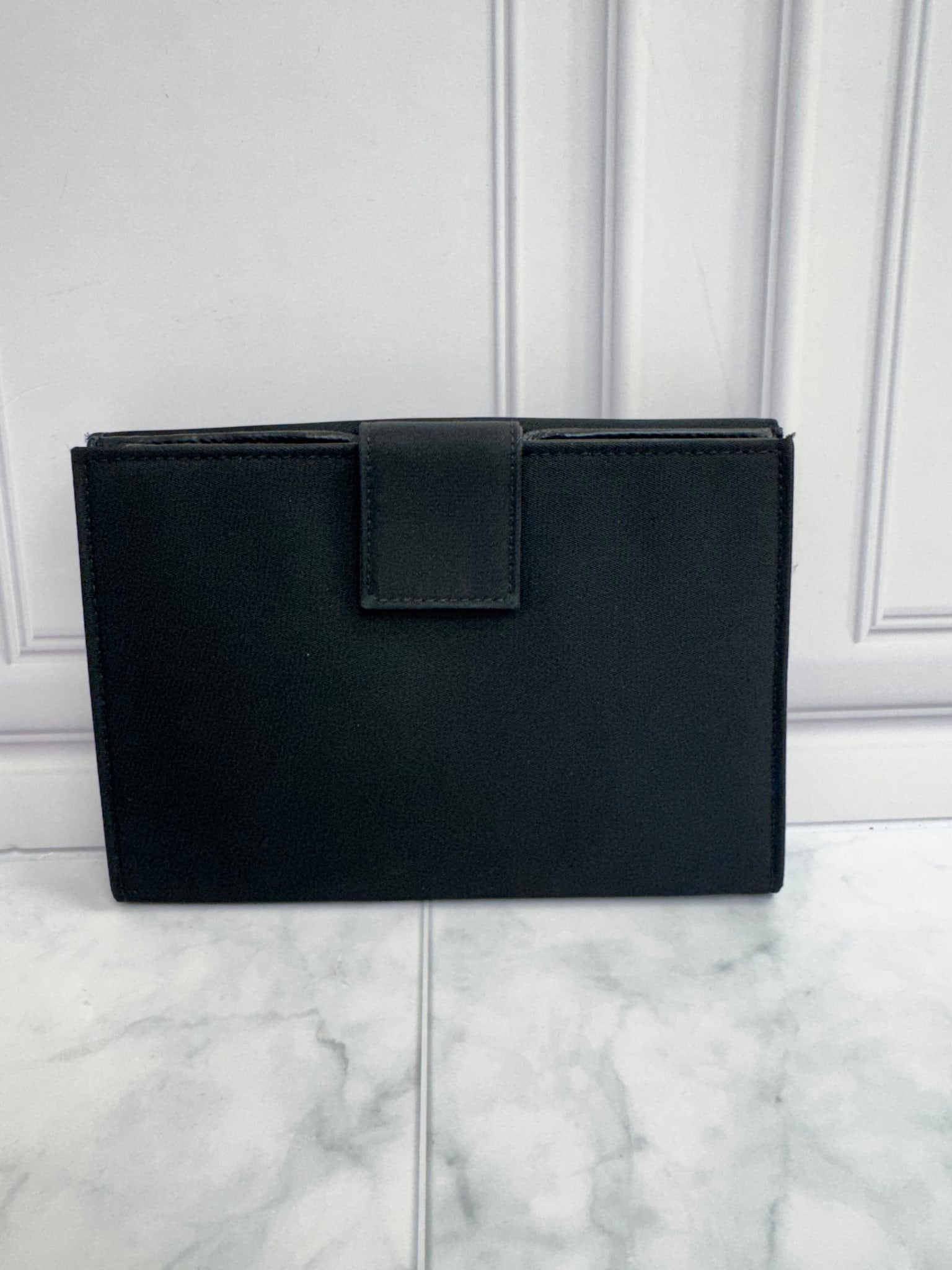 Prada Black Nylon Medium French Envelope Compact Wallet