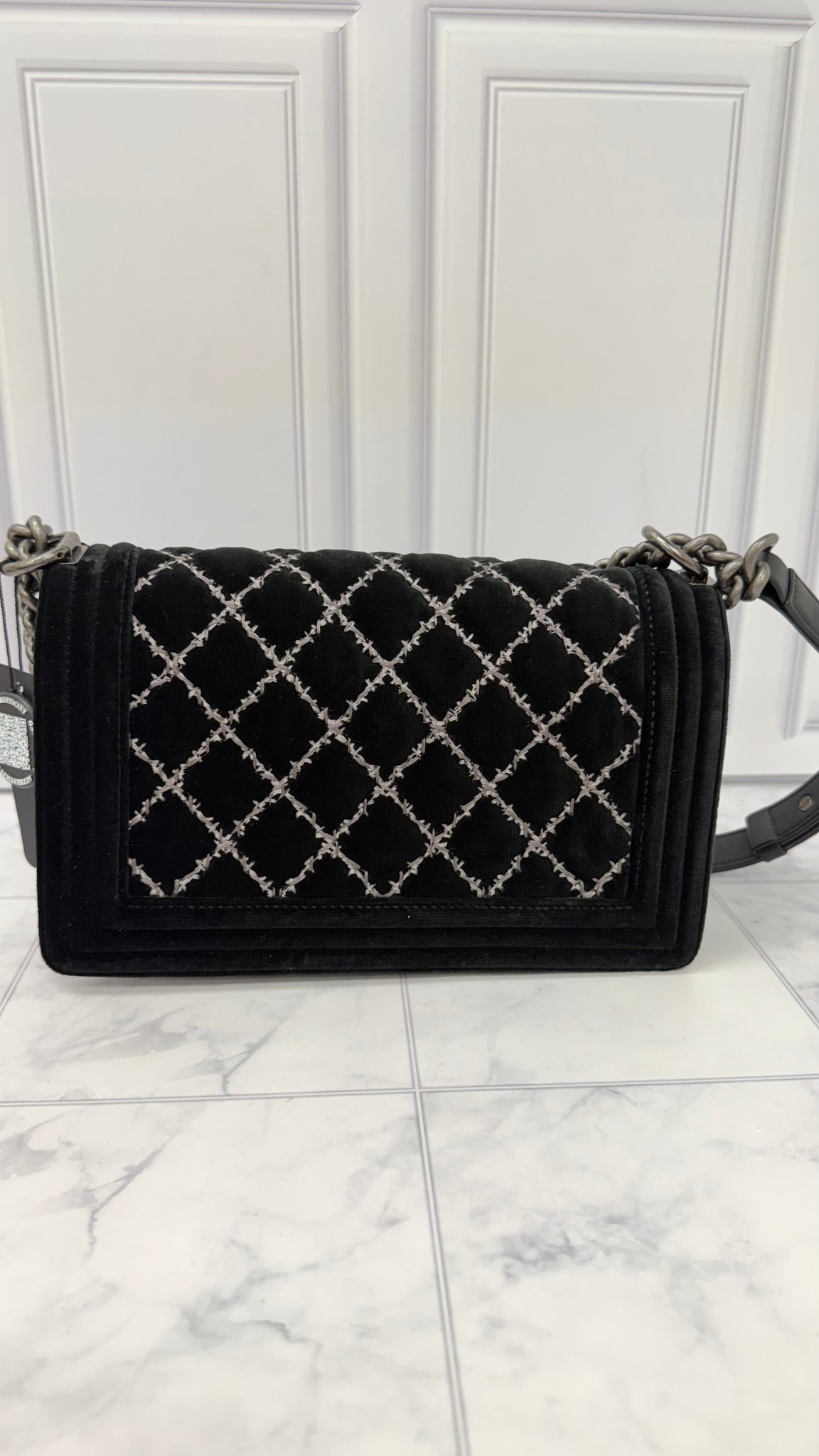 Chanel Black Velvet Wild Stitch Medium Boy Flap Bag