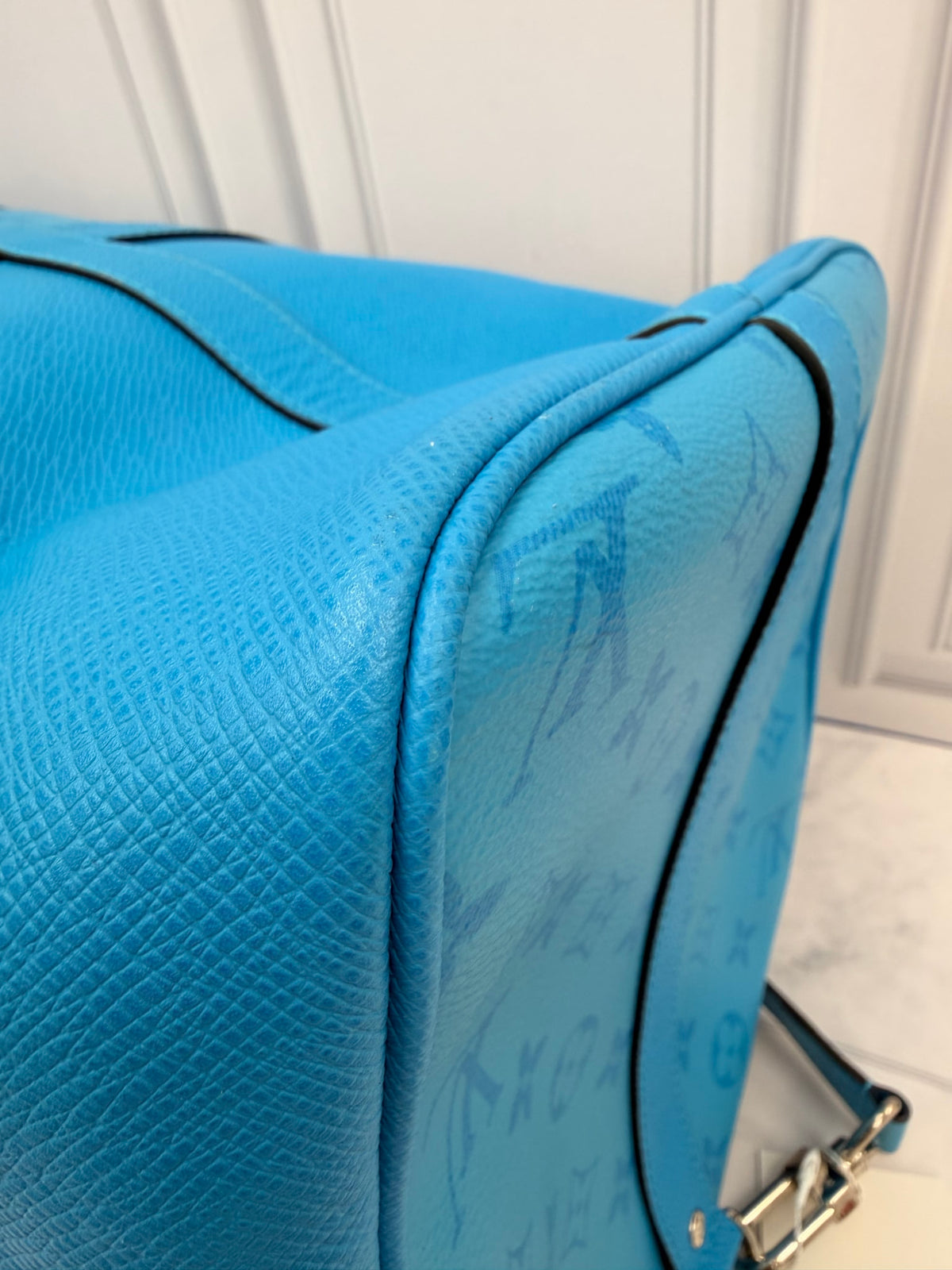 Louis Vuitton Blue Leather Keepall Bandouliere 50 Duffle Bag