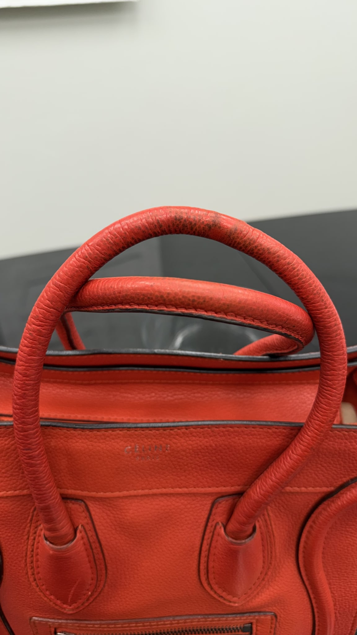Celine Red Leather Micro Luggage Bag
