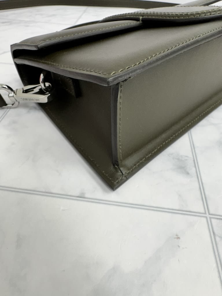BRAND NEW - Jacquemus Dark Khaki Green Leather Le Grand Bambino Handbag