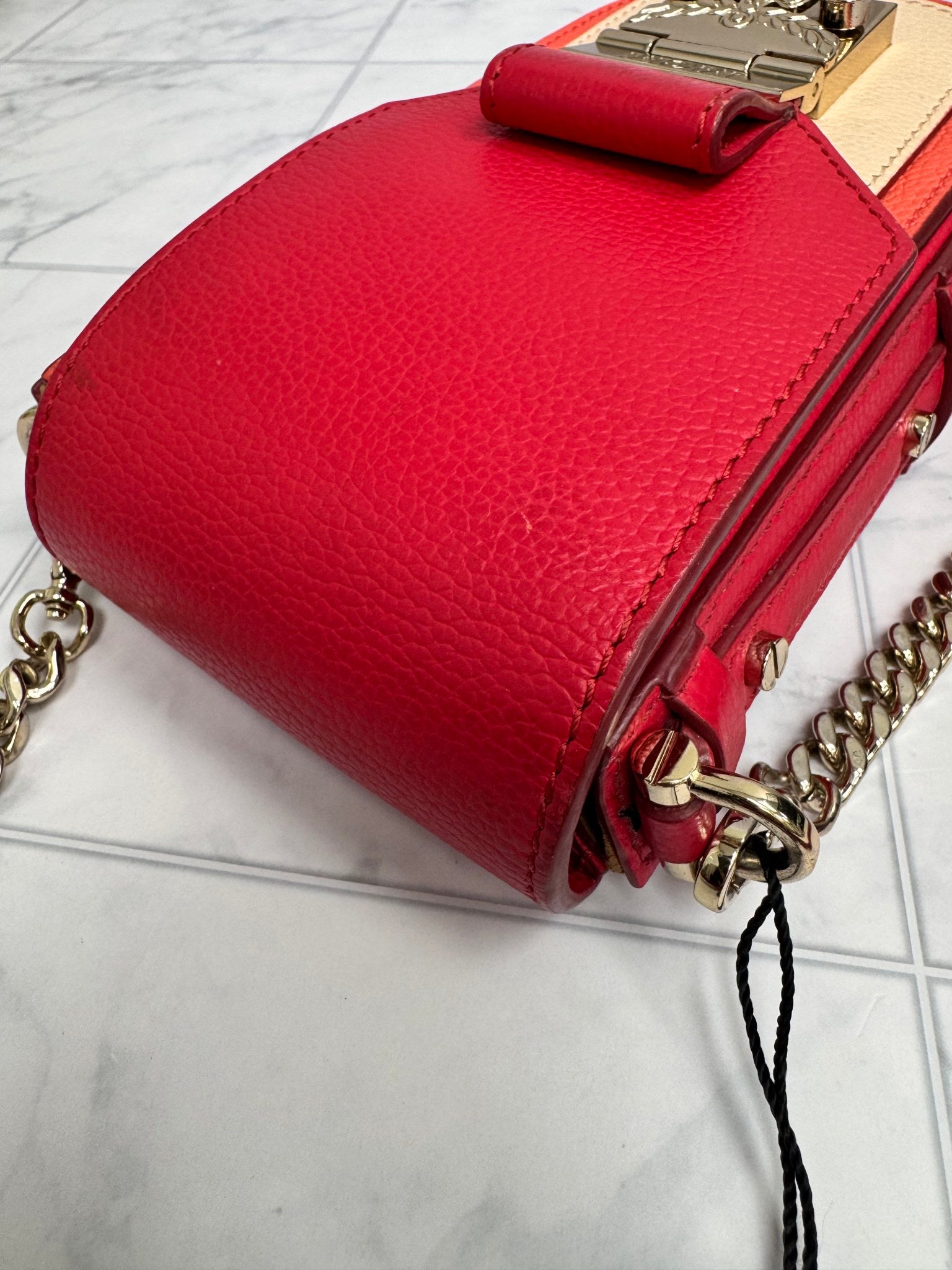 MCM Red Tricolor Pebbled Leather Patricia Mini Crossbody Bag