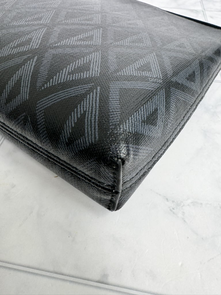 Christian Dior Black CD Diamond Coated Canvas A5 Pouch