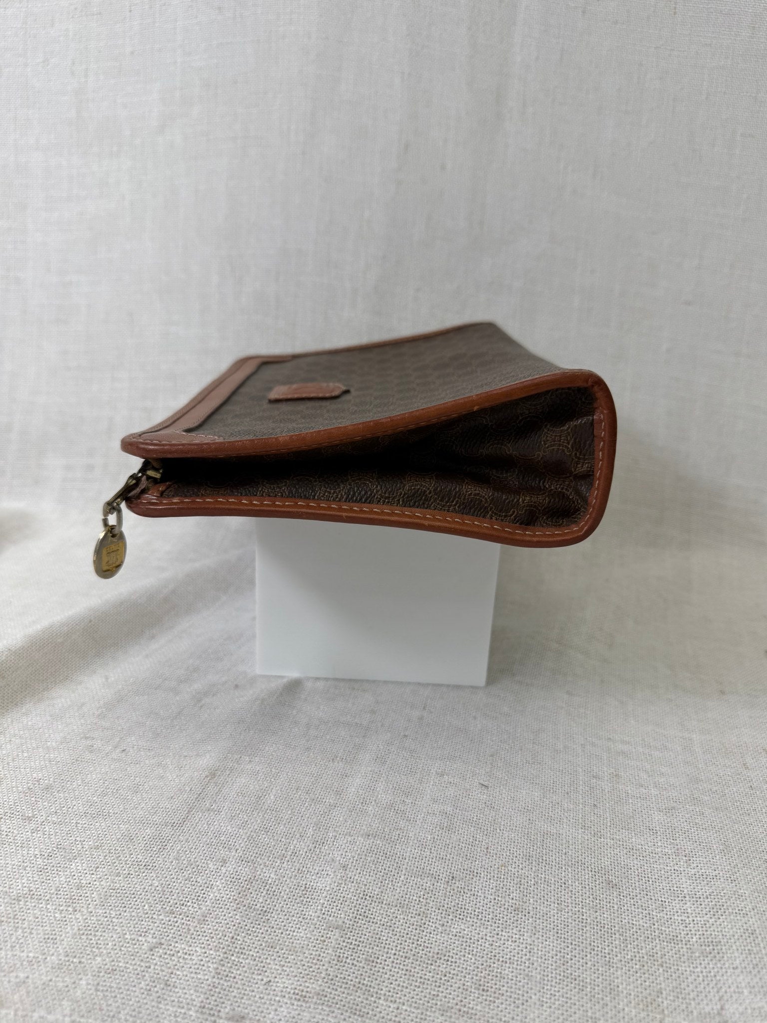 Celine Brown Coated Canvas Macadam Travel Pouch