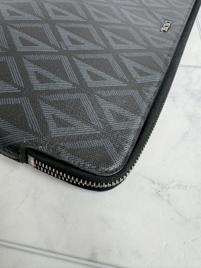 Christian Dior Black CD Diamond Coated Canvas A5 Pouch
