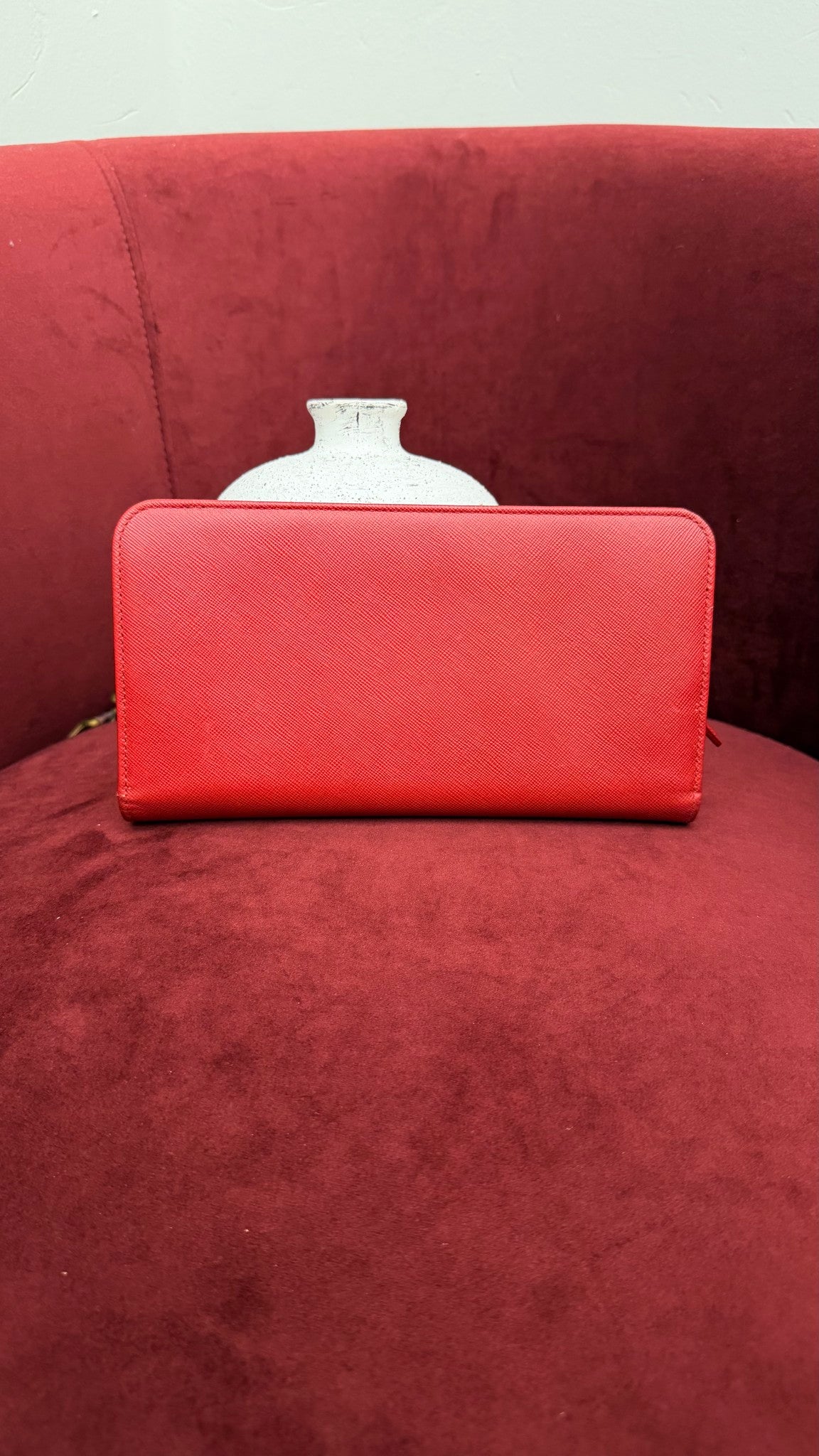 Prada Red Saffiano Leather Long Wallet