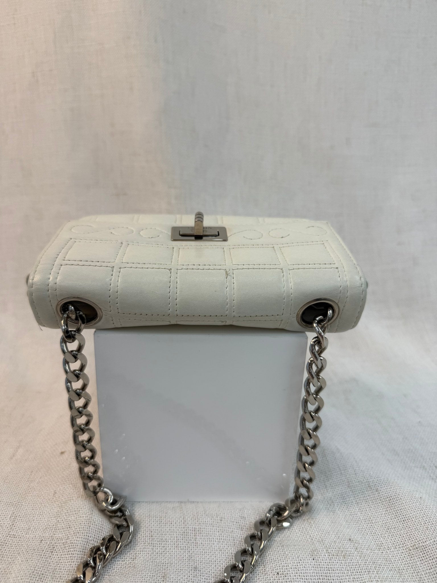 Chanel White Calfskin Mini Flap Bag