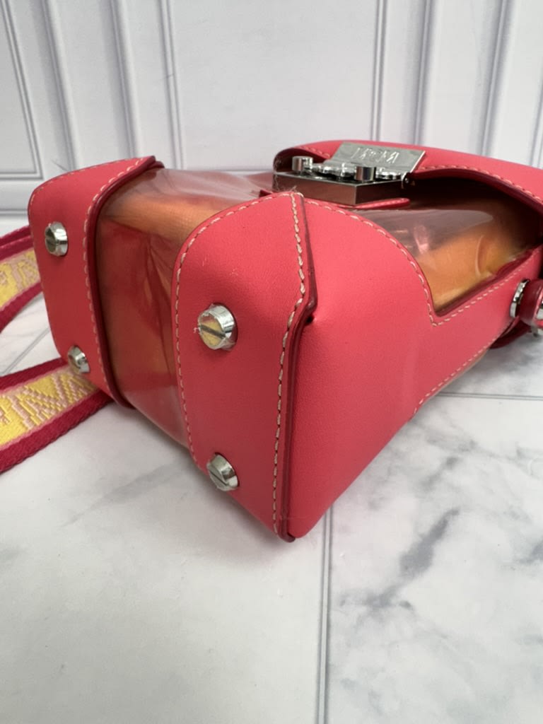 MCM Pink Leather And PVC Berlin Transparent Block Mini Crossbody Bag