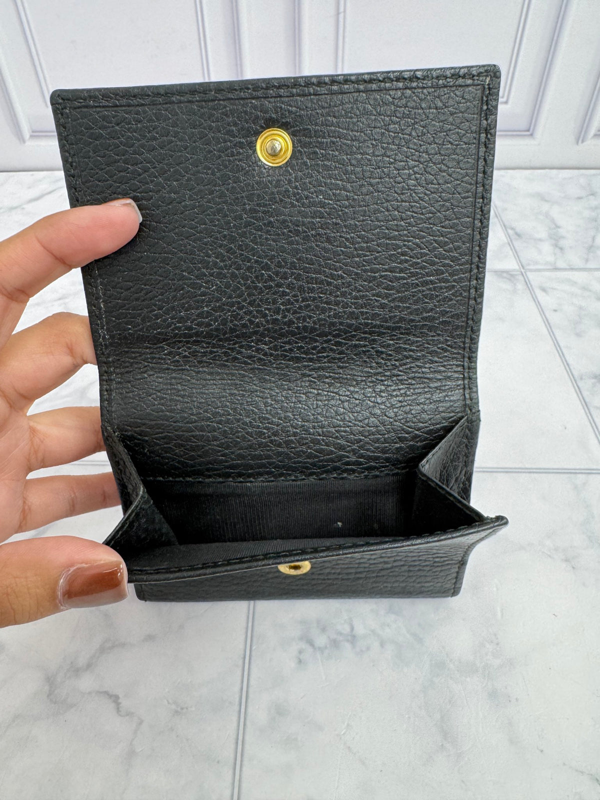 Gucci Black Grained Leather Compact Wallet