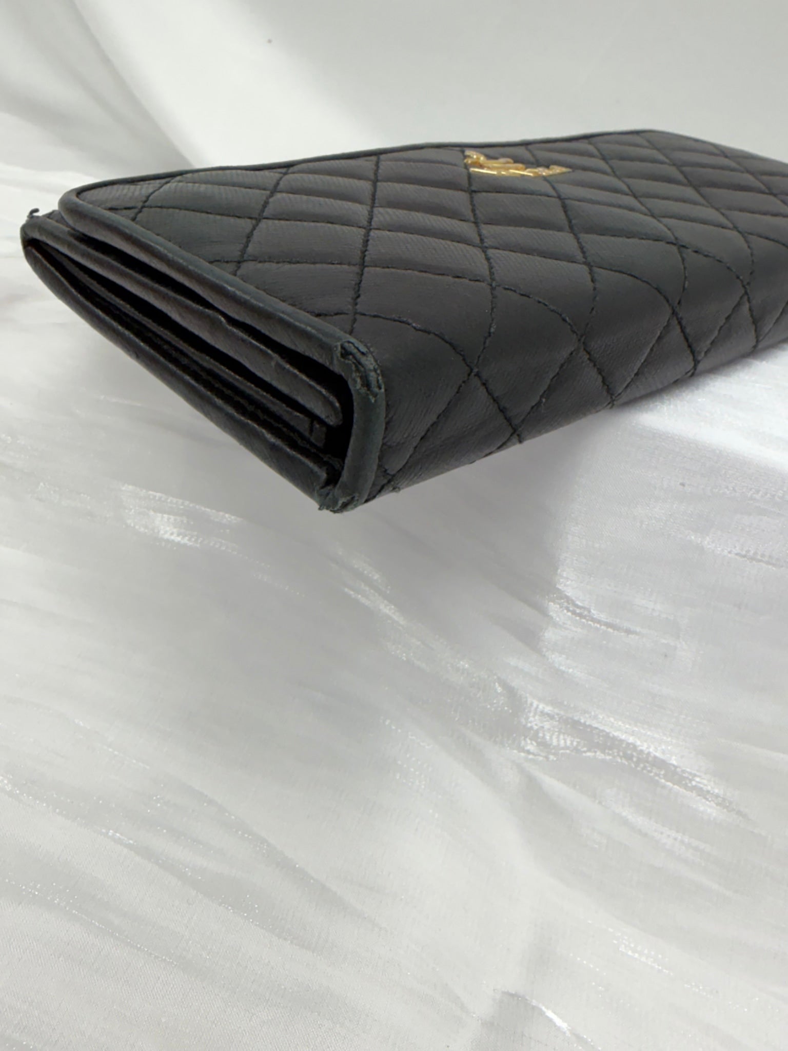 Prada Black Quilted Leather Long Wallet