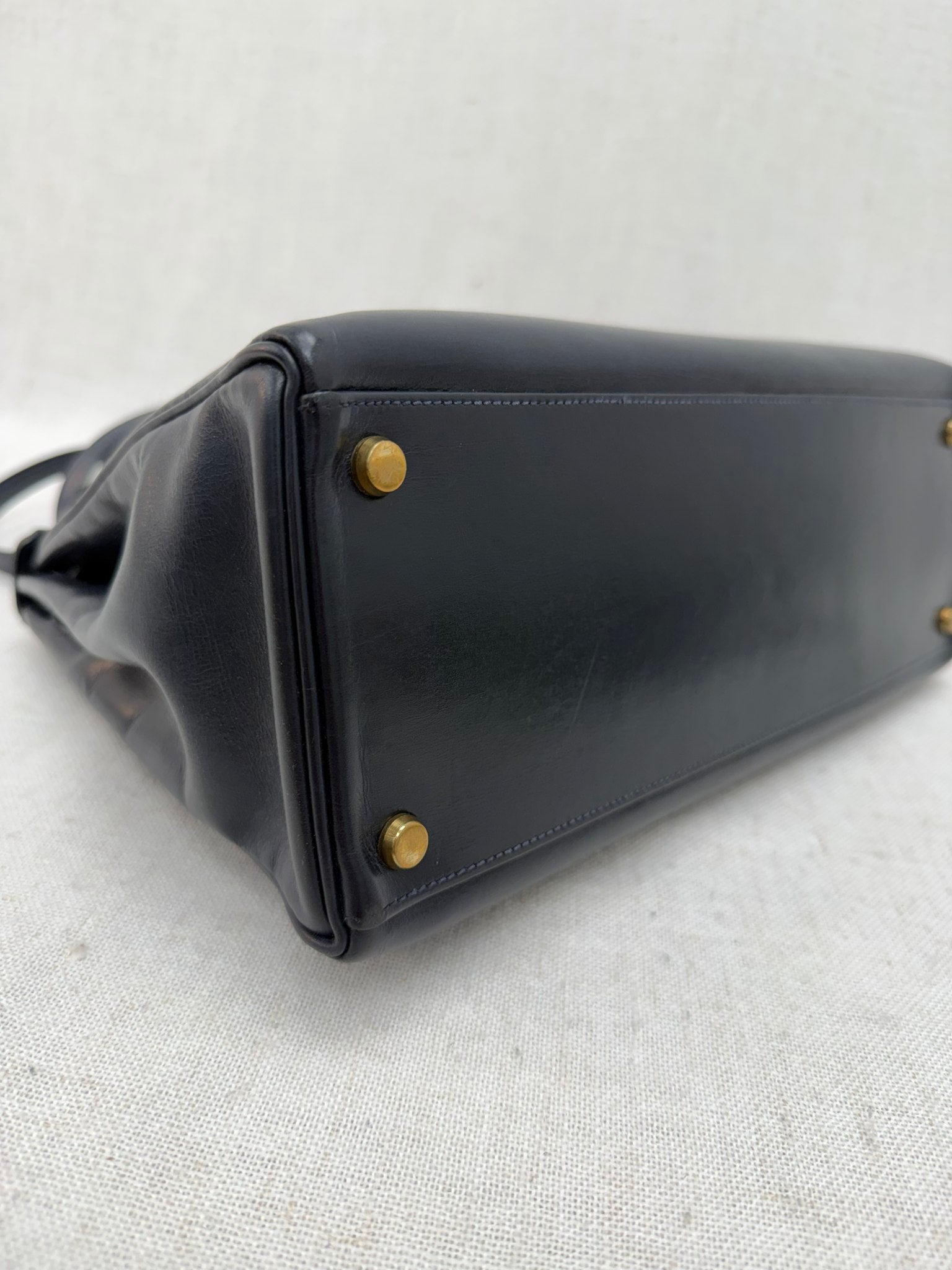 Hermes Navy Blue Box Calf Leather Kelly 32