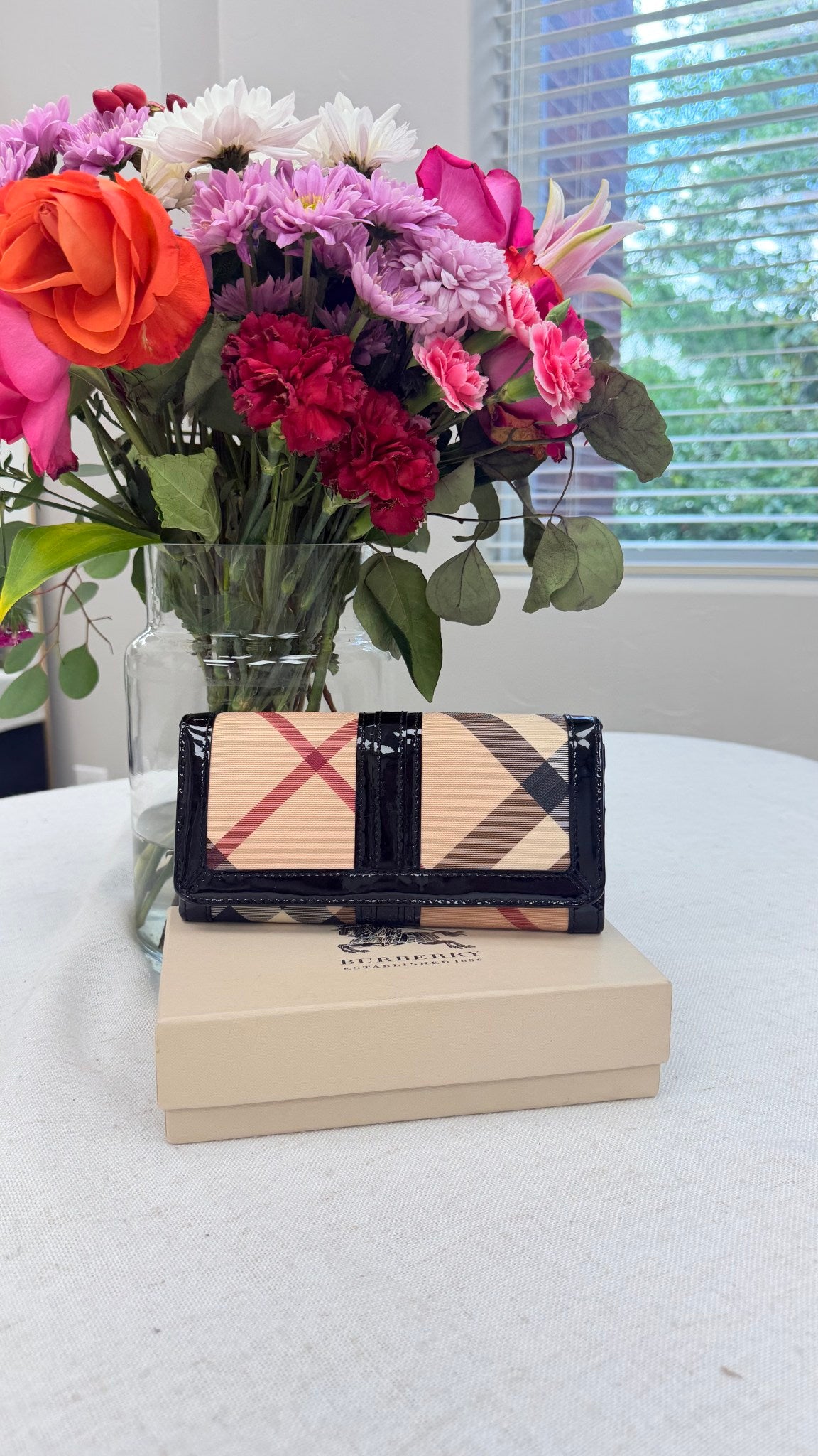 Burberry Beige Canvas Nova Check Penrose Continental Wallet