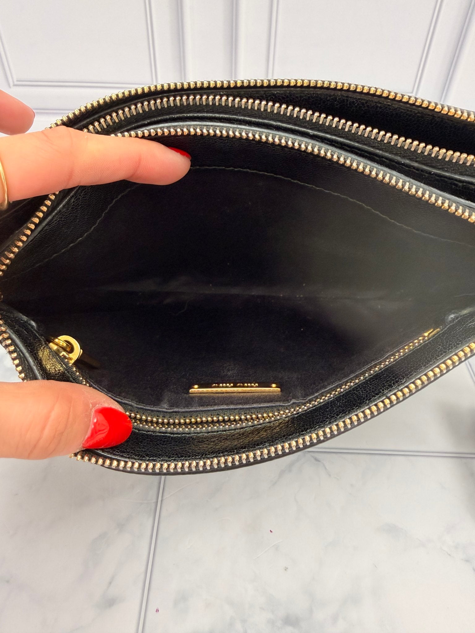 Miu Miu Black Textured Calfskin Double Zip Crossbody