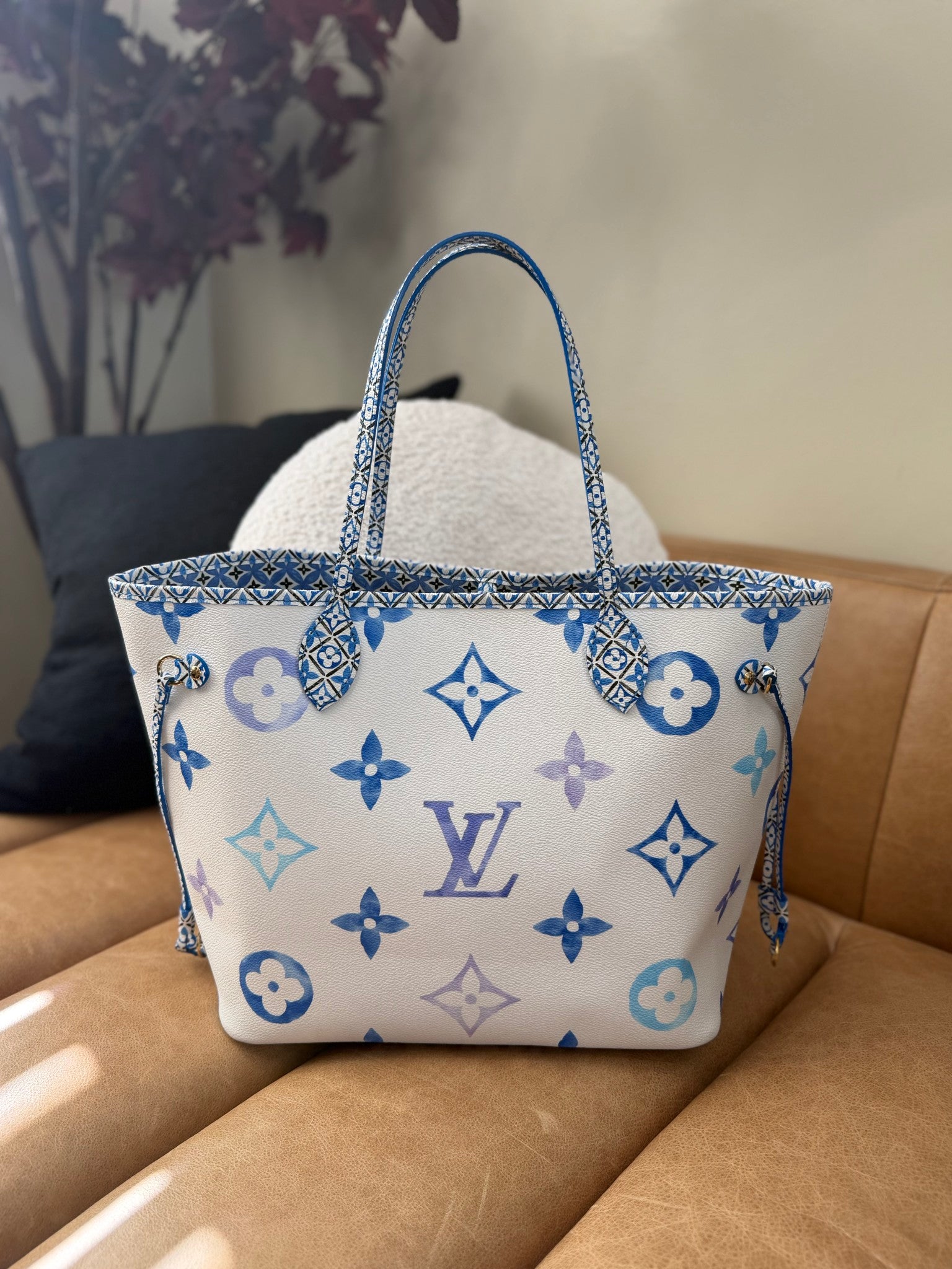 BRAND NEW- Louis Vuitton Blue Watercolor Monogram By The Pool Neverfull MM