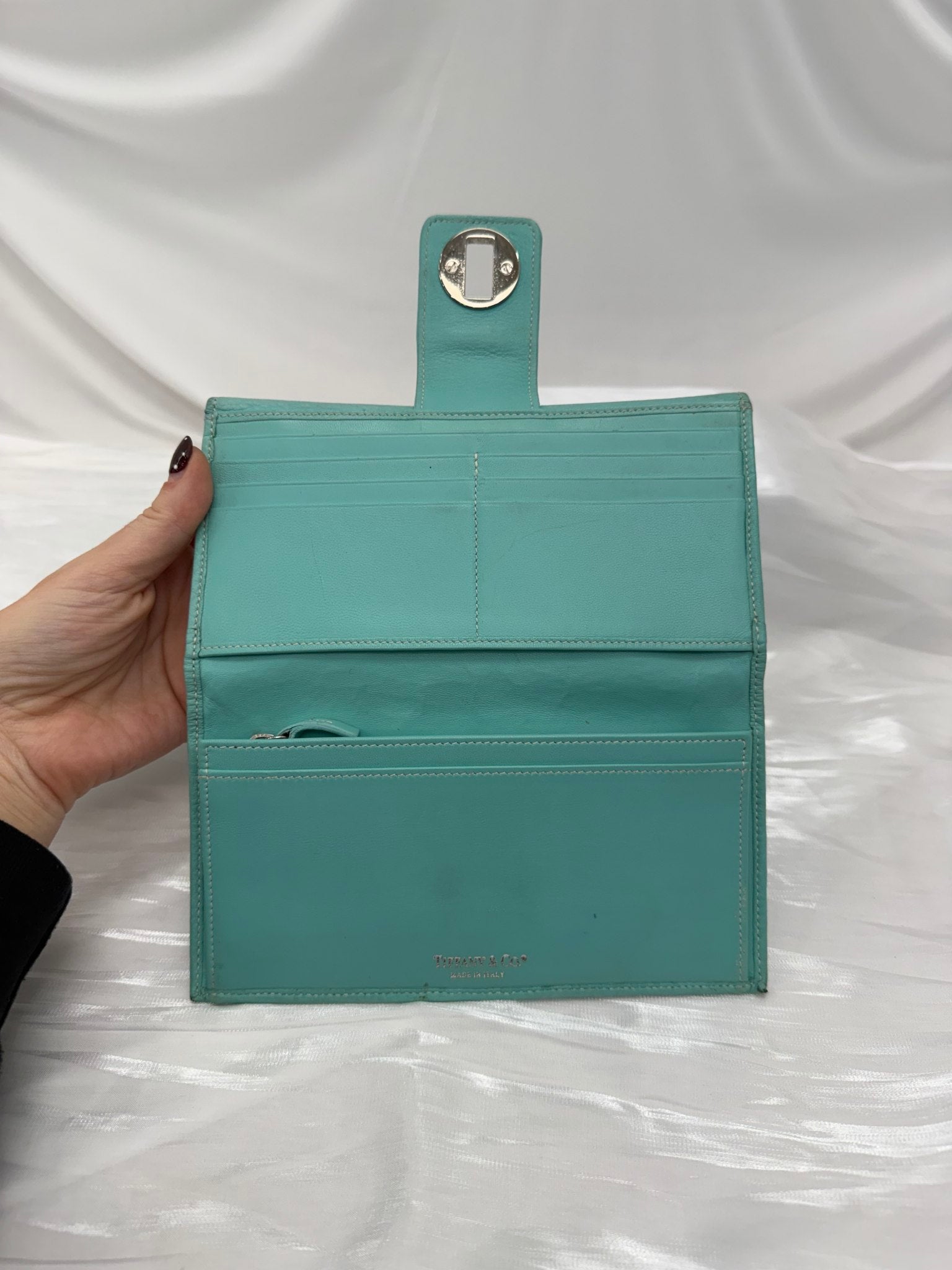 Tiffany & Co. Blue Leather Turn Lock Long Wallet