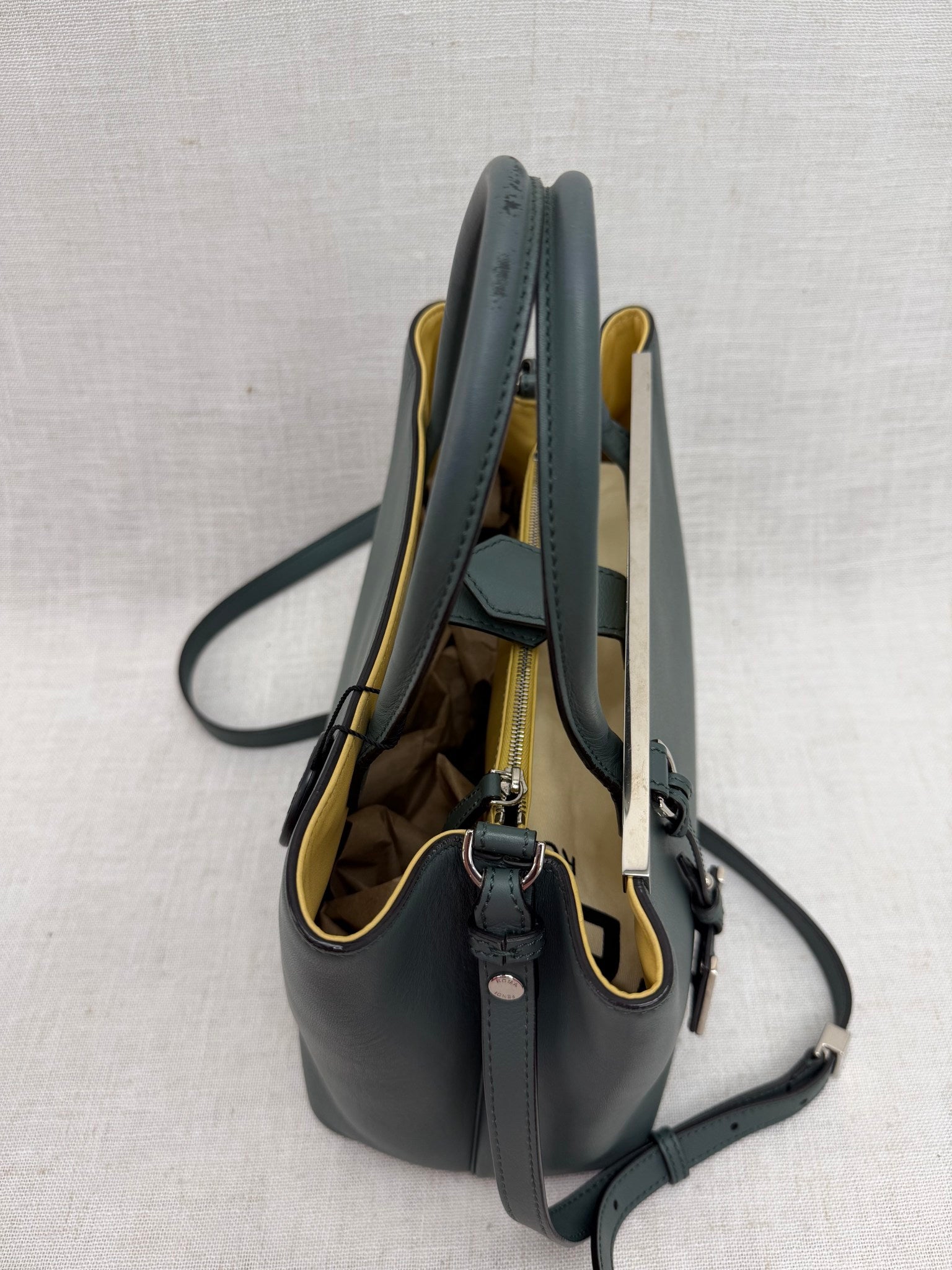 Fendi Gray & Yellow Leather 2 Jours 2way Bag