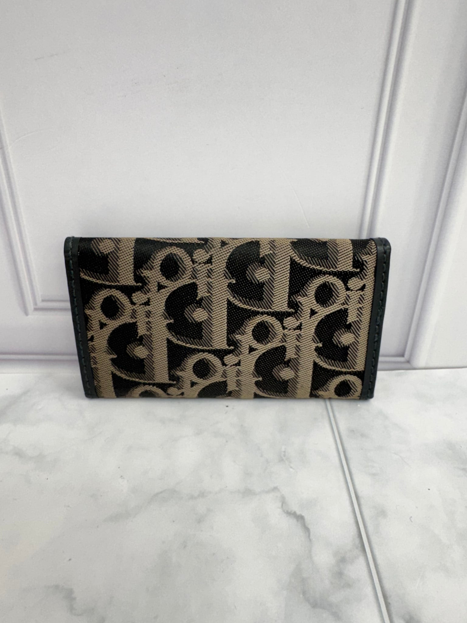 Christian Dior Navy & Beige Oblique Monogram Canvas 6 Ring Key Case
