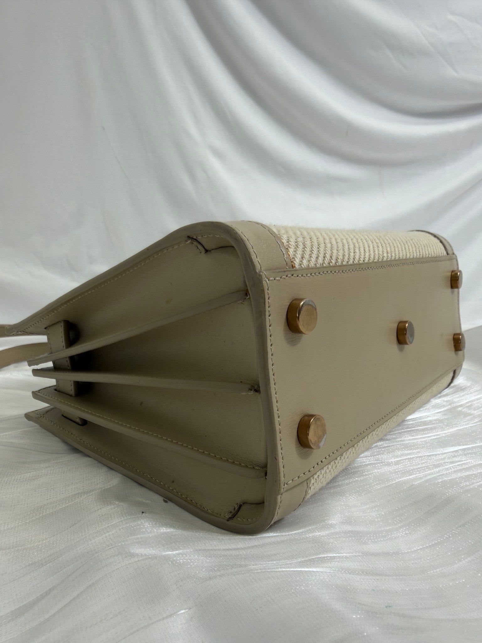 Saint Laurent YSL Beige Canvas x Leather Sac De Jour 2Way Bag