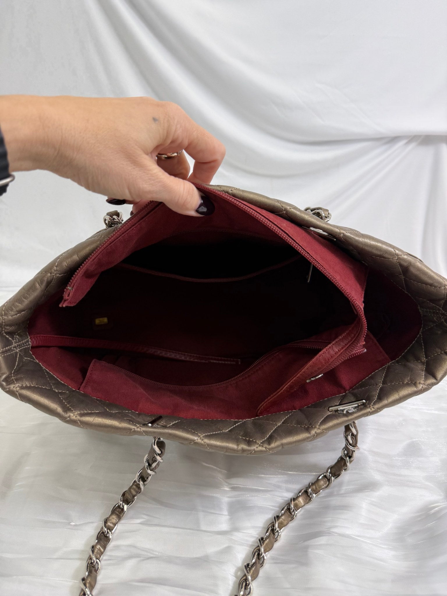 Chanel Bronze Metallic Calfskin Cambon Tote