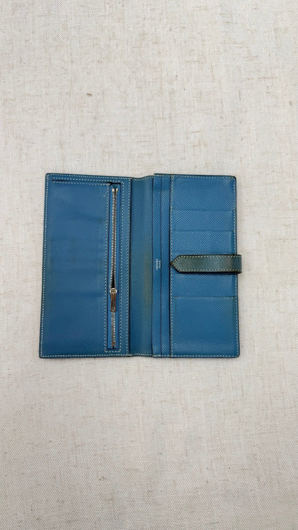 Hermes Bleu Jean Epson Leather Bearn Wallet