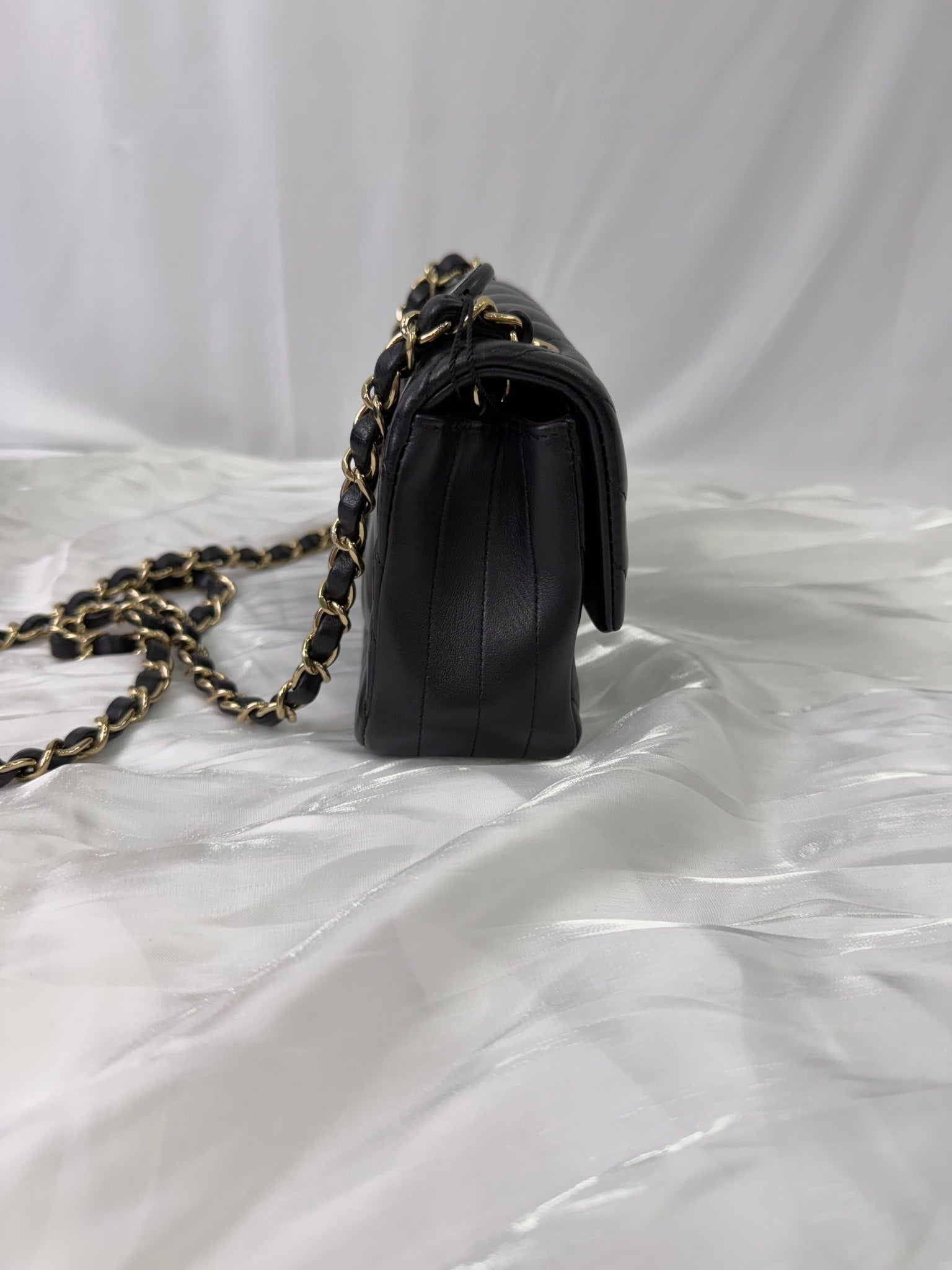 Chanel Black Lambskin Chevron Quilted Handbag