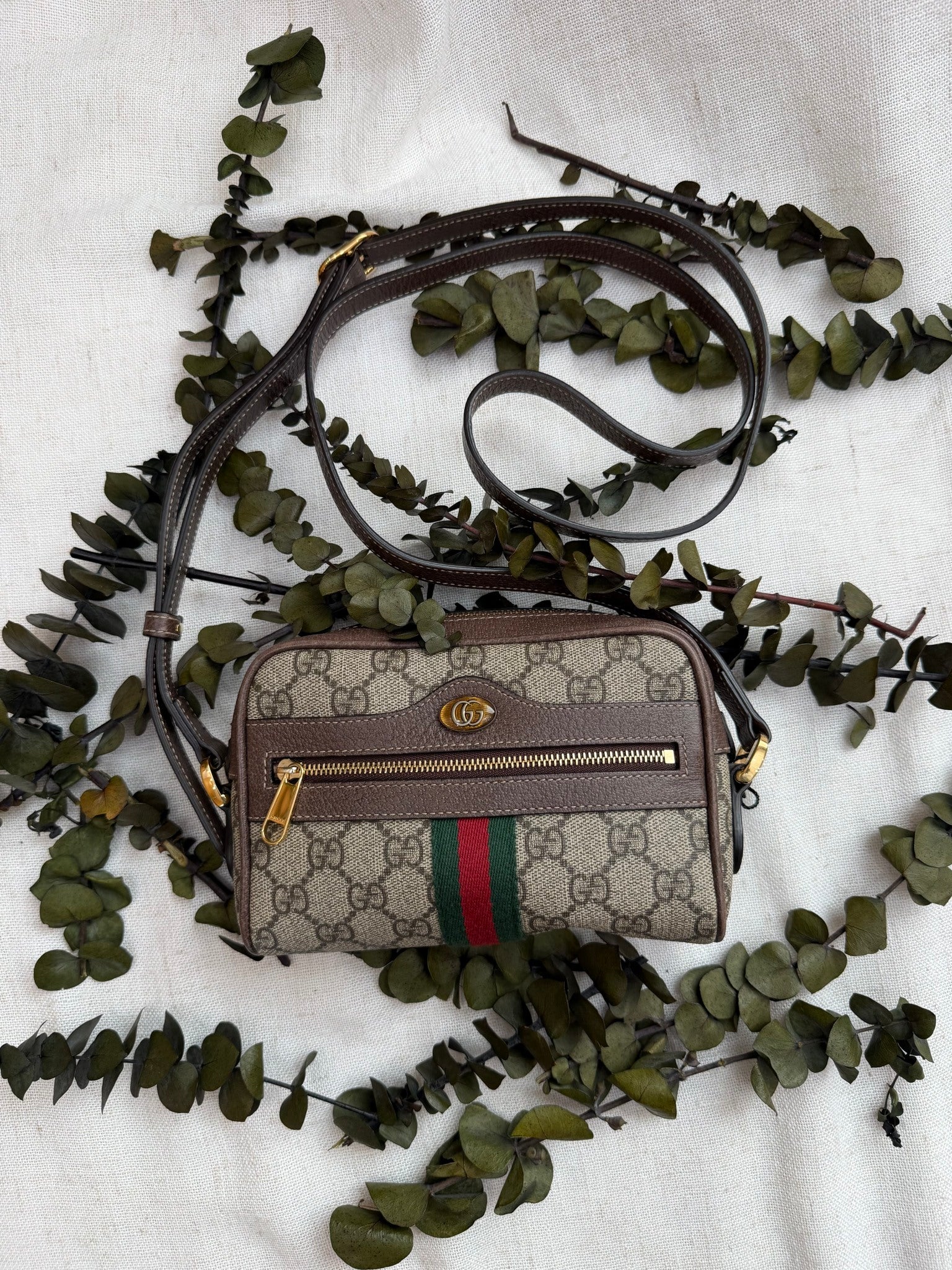 Gucci Coated Canvas Ophidia GG Supreme Crossbody Bag