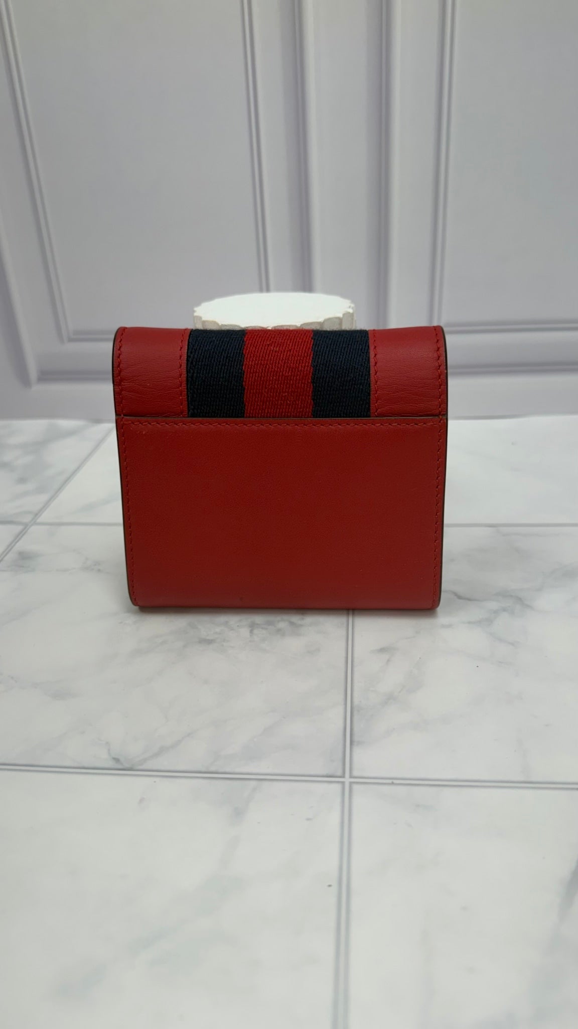 Gucci Red Leather Sylvie Compact Wallet