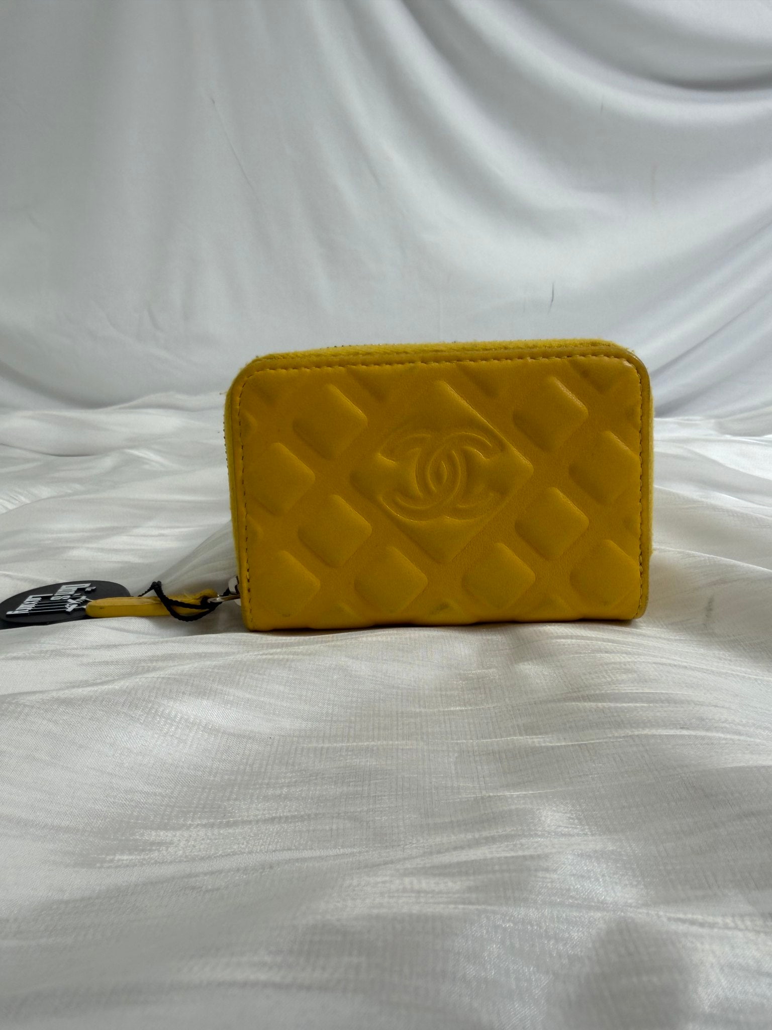 Chanel Yellow Calfskin Coco Mark Diamond Zippy Coin Case