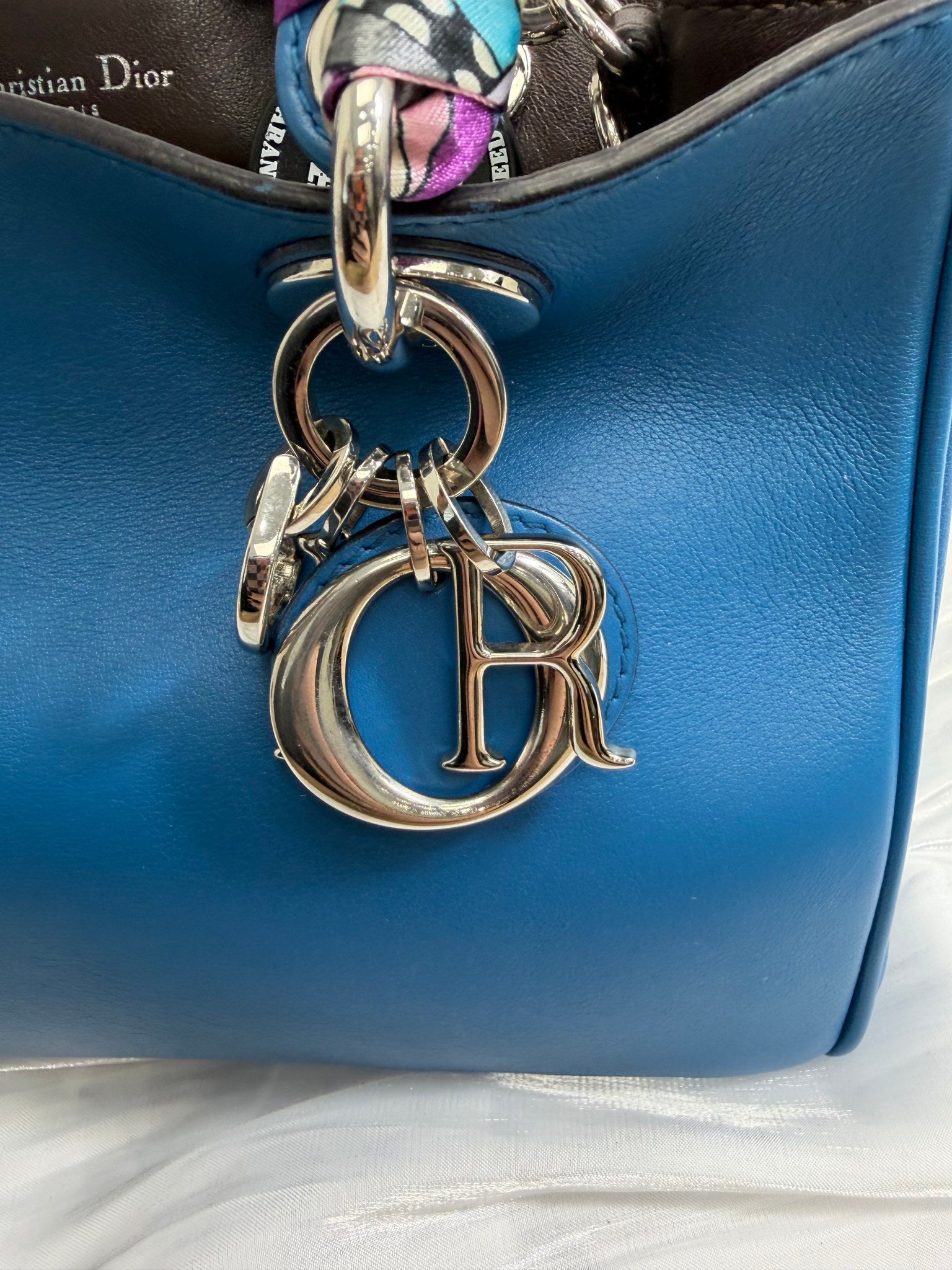 Christian Dior Blue Leather Diorissimo Small Tote Bag
