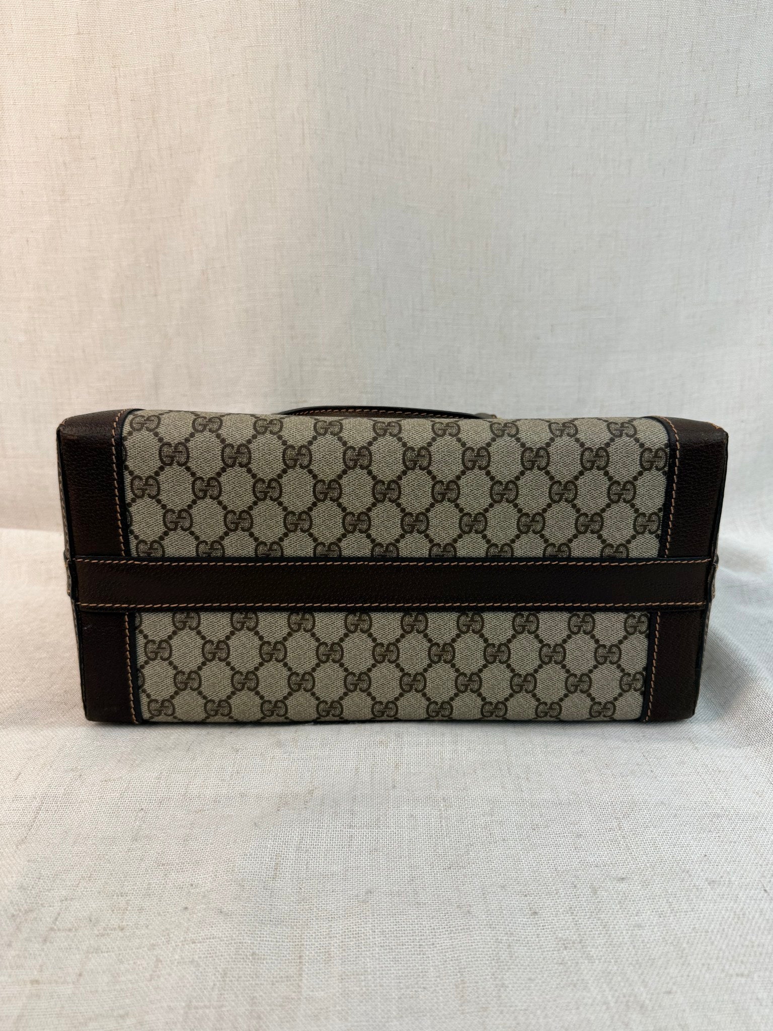 Gucci Brown Coated Canvas GG Print Vintage Boston Bag