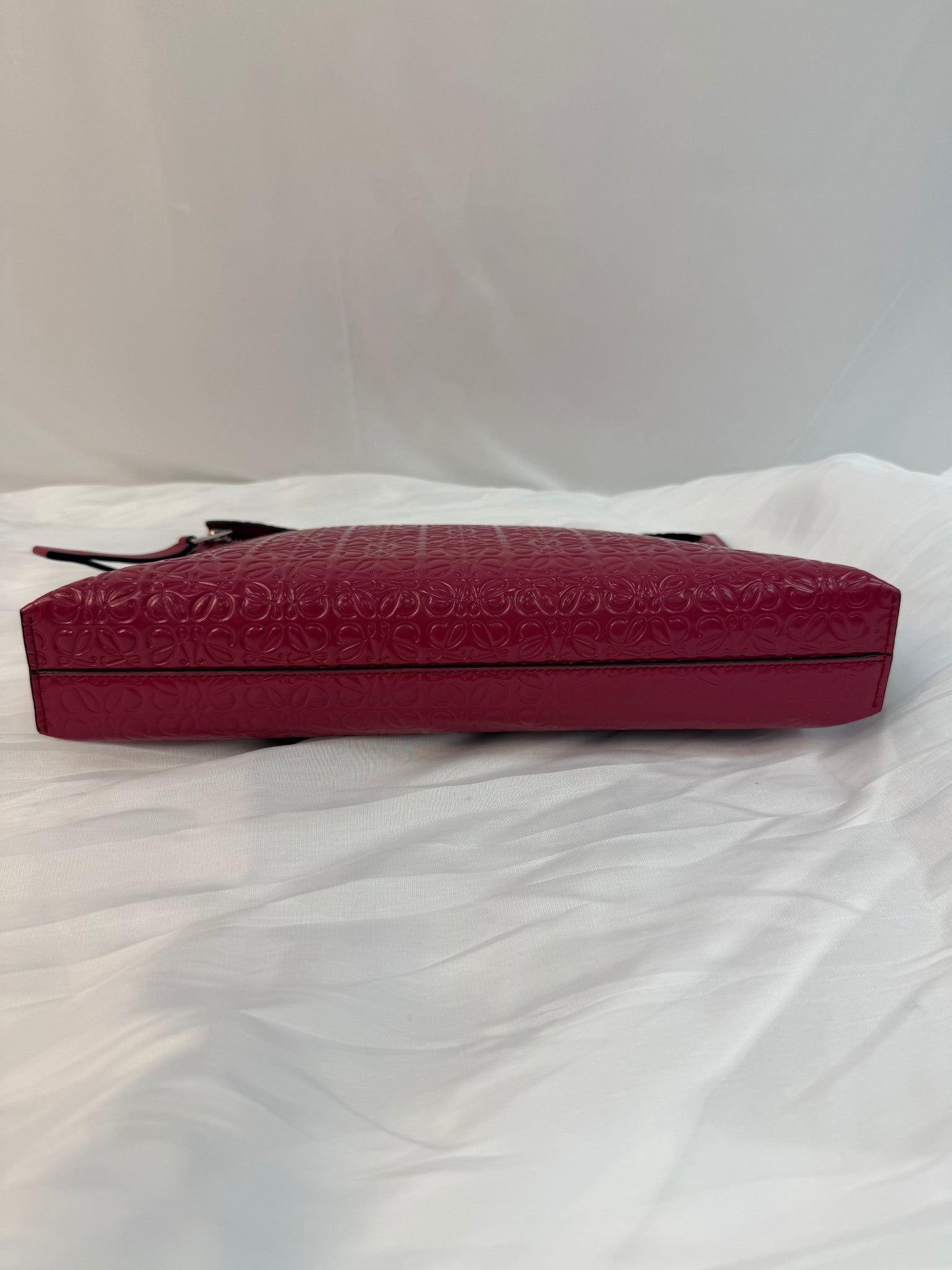 Loewe Raspberry Glazed Leather T Pouch